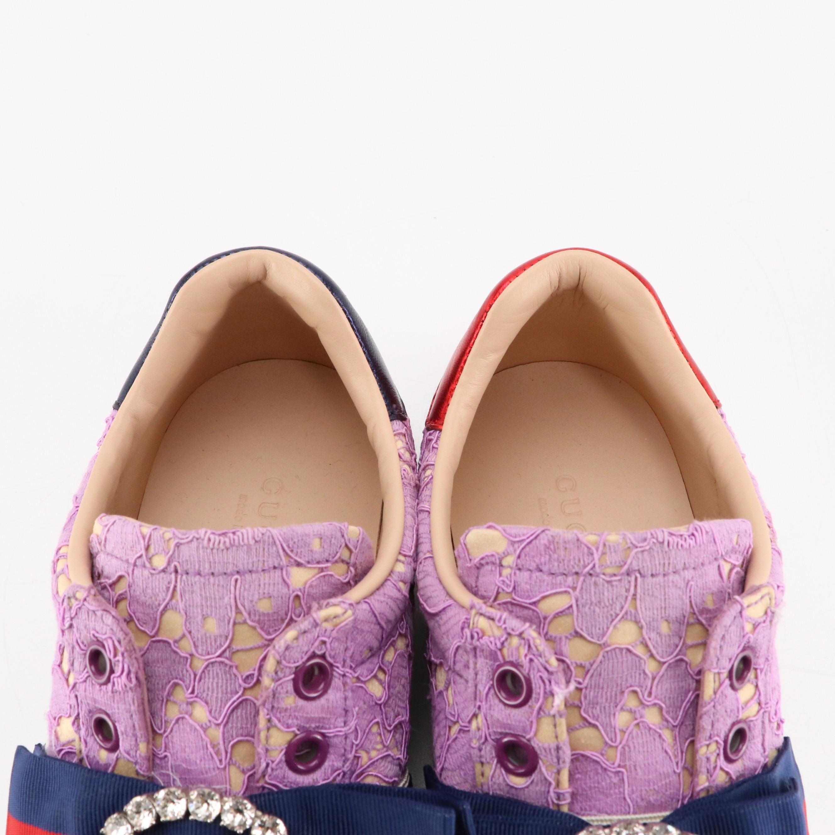 Gucci Ace Embellished Lace Sneakers with Box