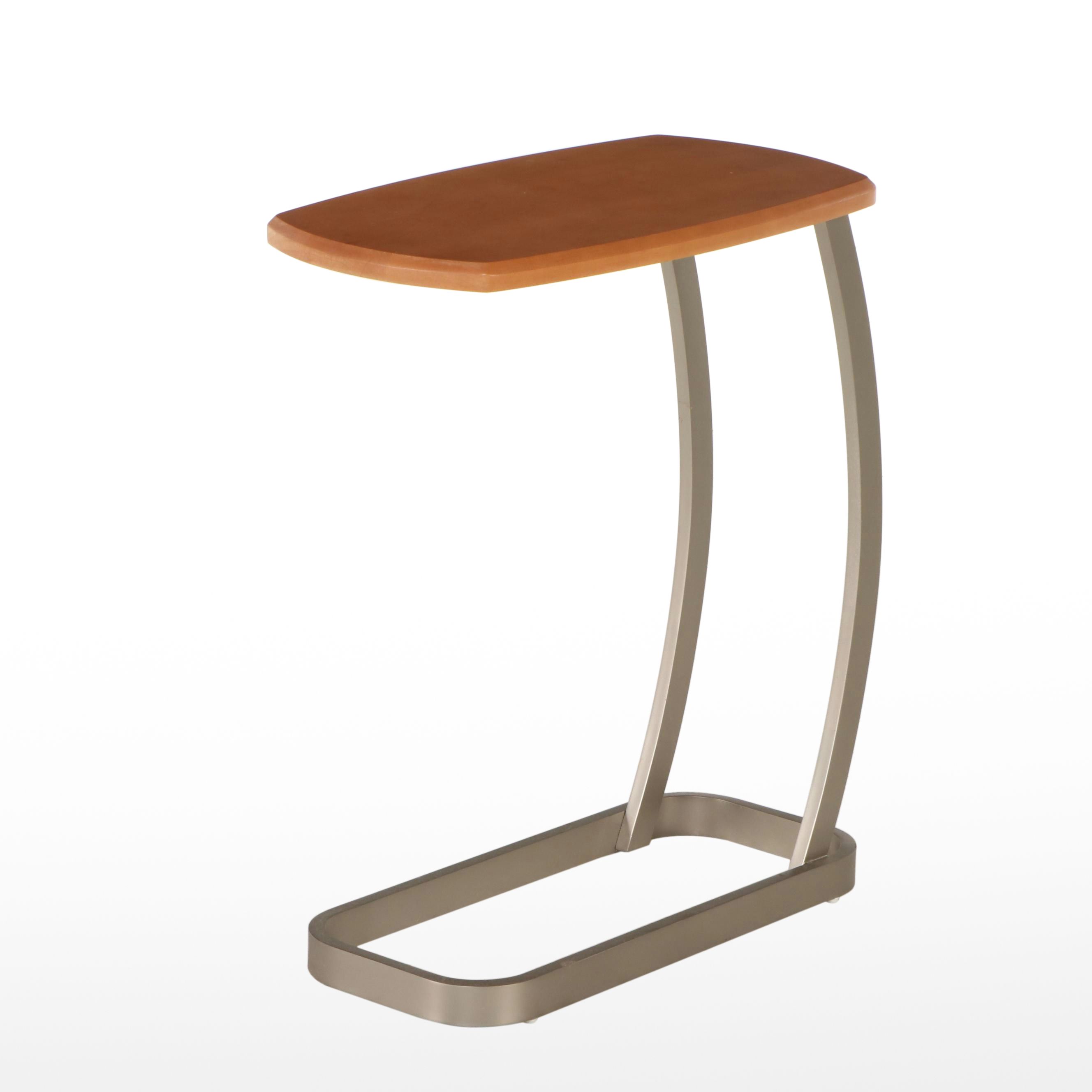 Ethan Allen Postmodernist Style Wood and Metal Accent Table