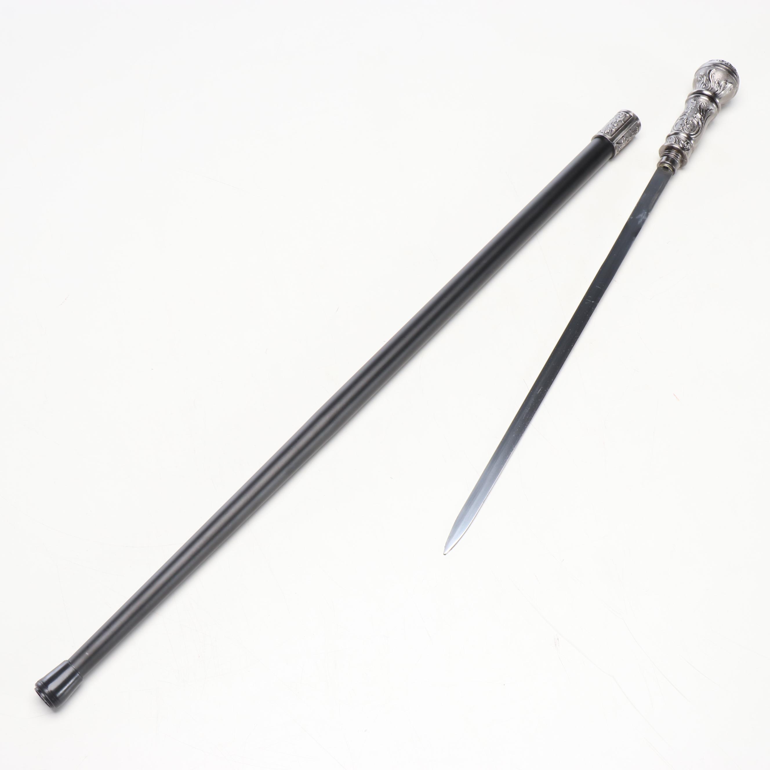 Embossed Acanthus Leaf Handle Sword Cane