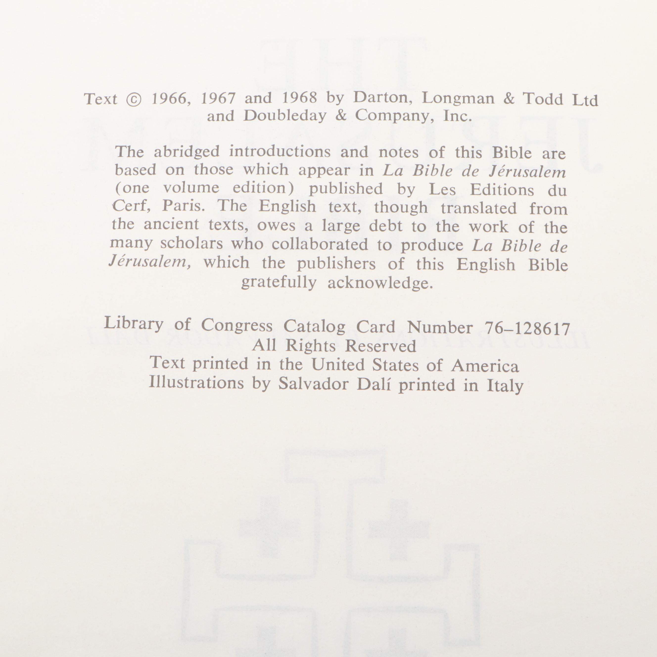 Salvador Dalí Illustrated Jerusalem Bible Edited by Alexander Jones, 1970