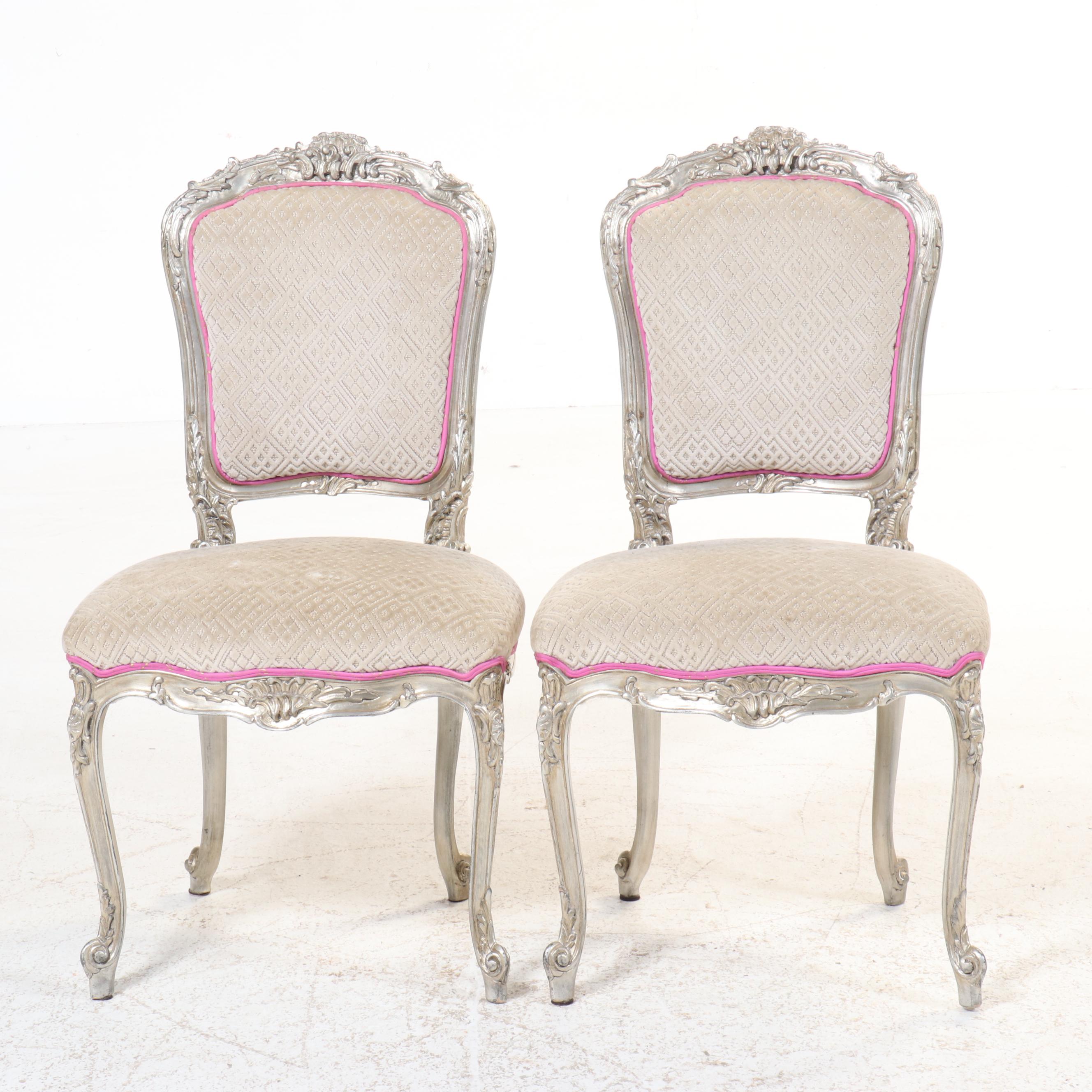 Set of Eight Louis XV Style Vermeil Side Chairs