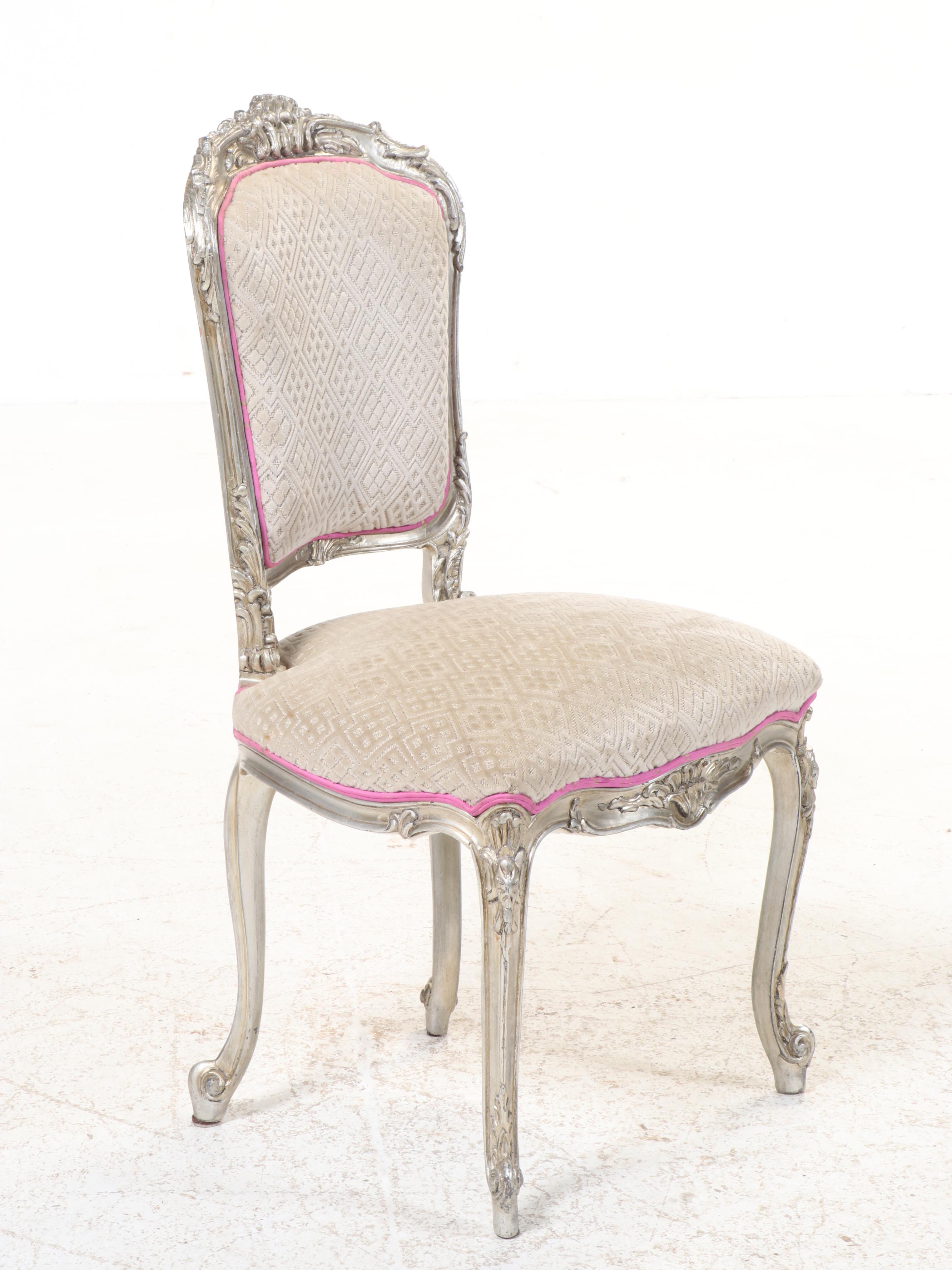 Set of Eight Louis XV Style Vermeil Side Chairs