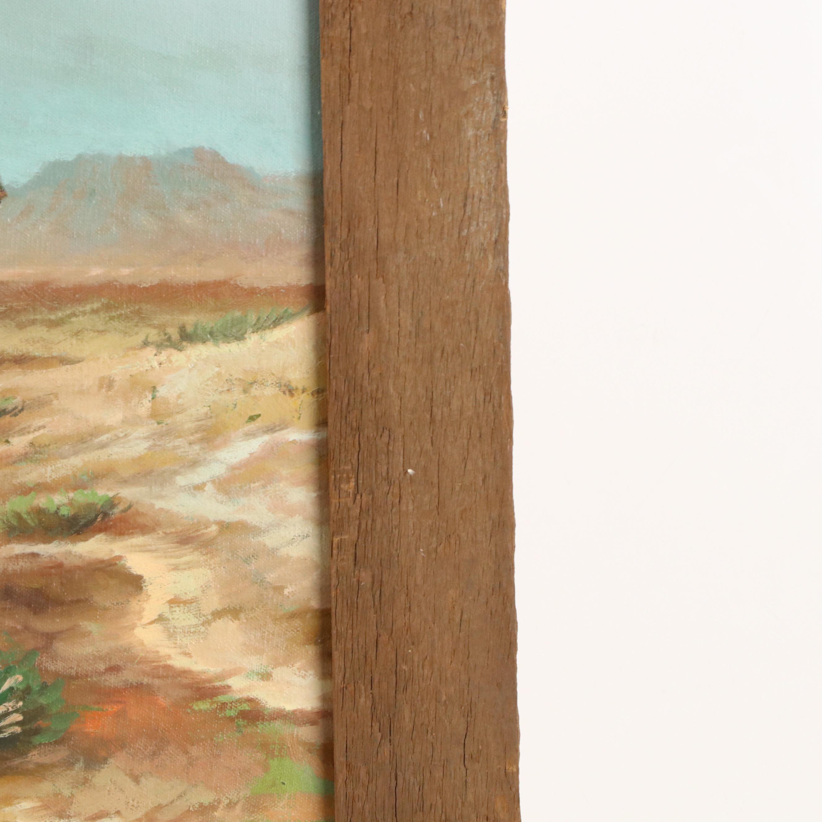 William Steiner Southwestern Oil Painting of Taming Horses, Late 20th Century