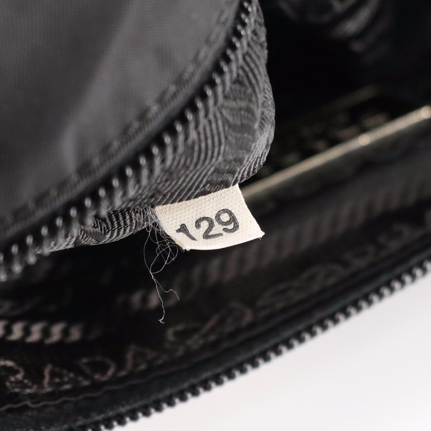 Prada Front Double Pocket Zip Clutch in Black Tessuto Nylon and Leather