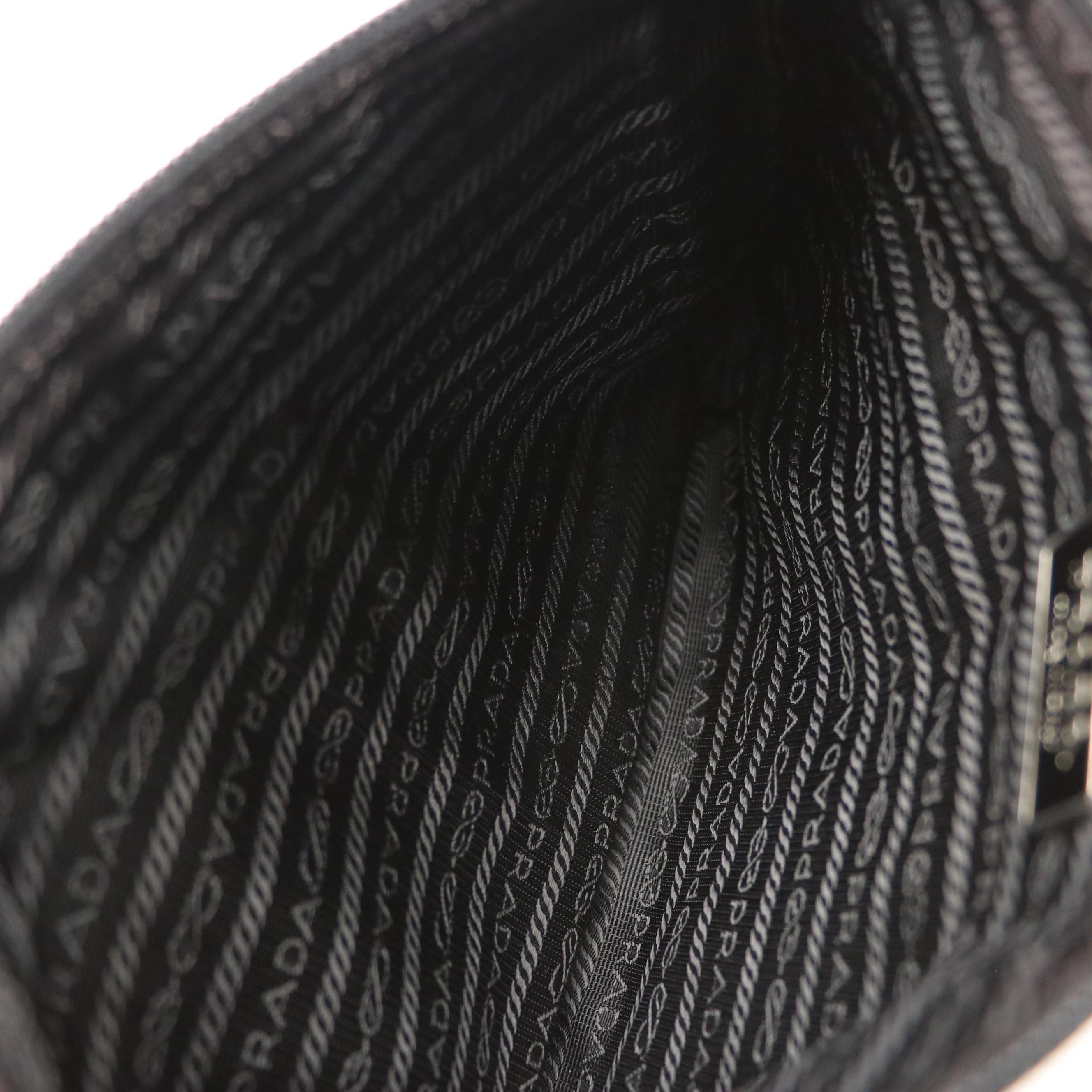 Prada Front Double Pocket Zip Clutch in Black Tessuto Nylon and Leather