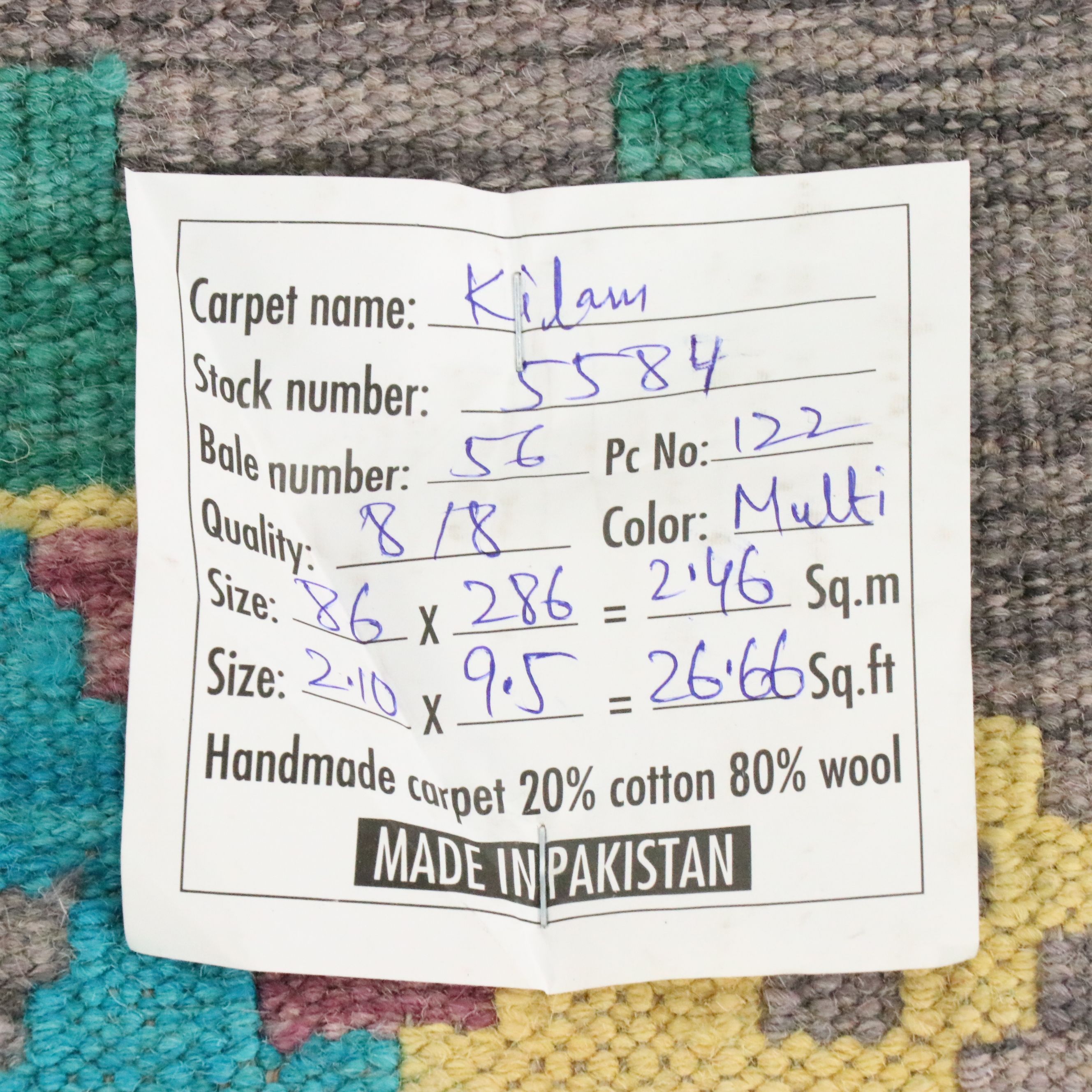 2'10 x 9'6 Handwoven Pakistani Kazak Carpet Runner Long Rug