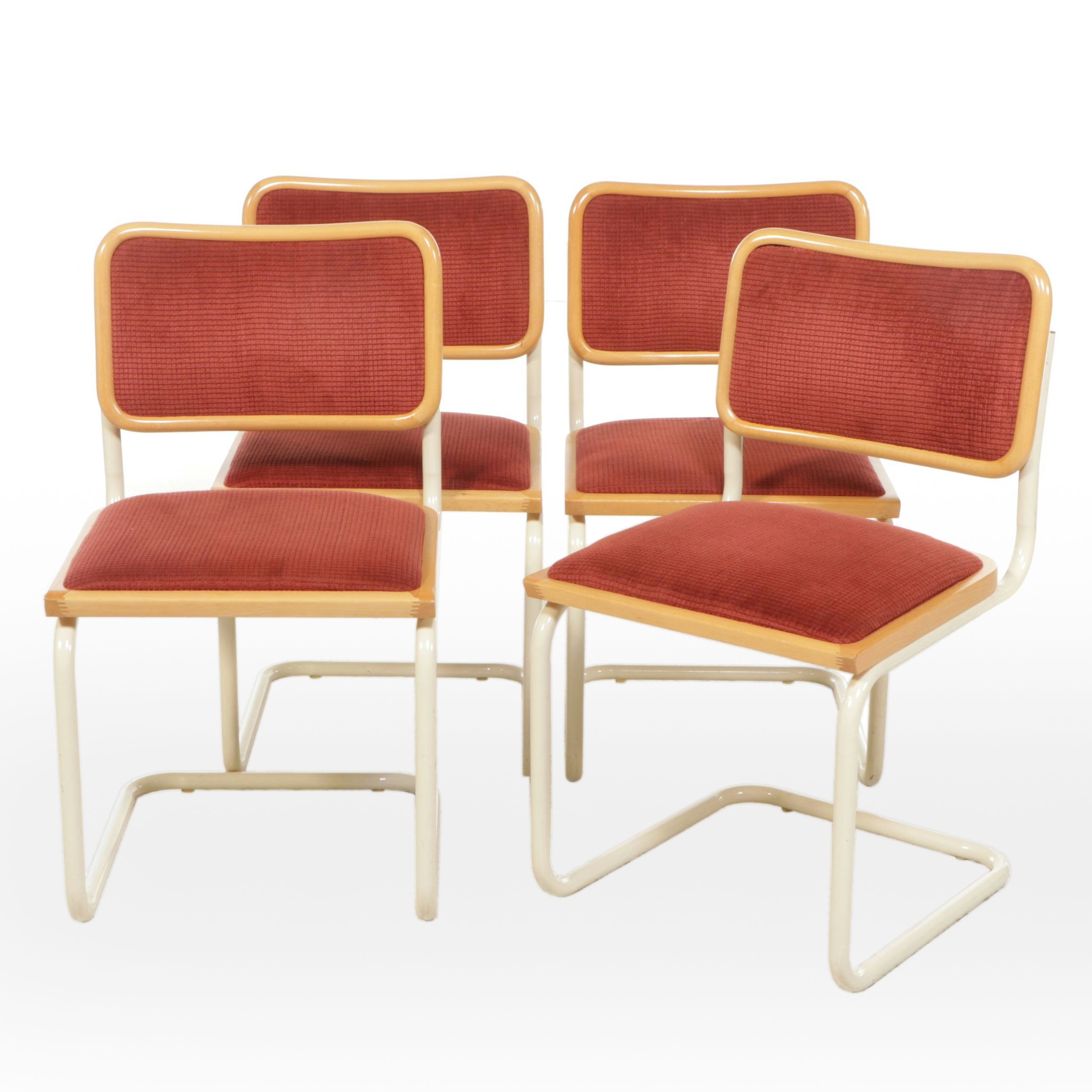 U.S. Furniture Industries Metal and Wood Framed Cantilever Dining Chairs