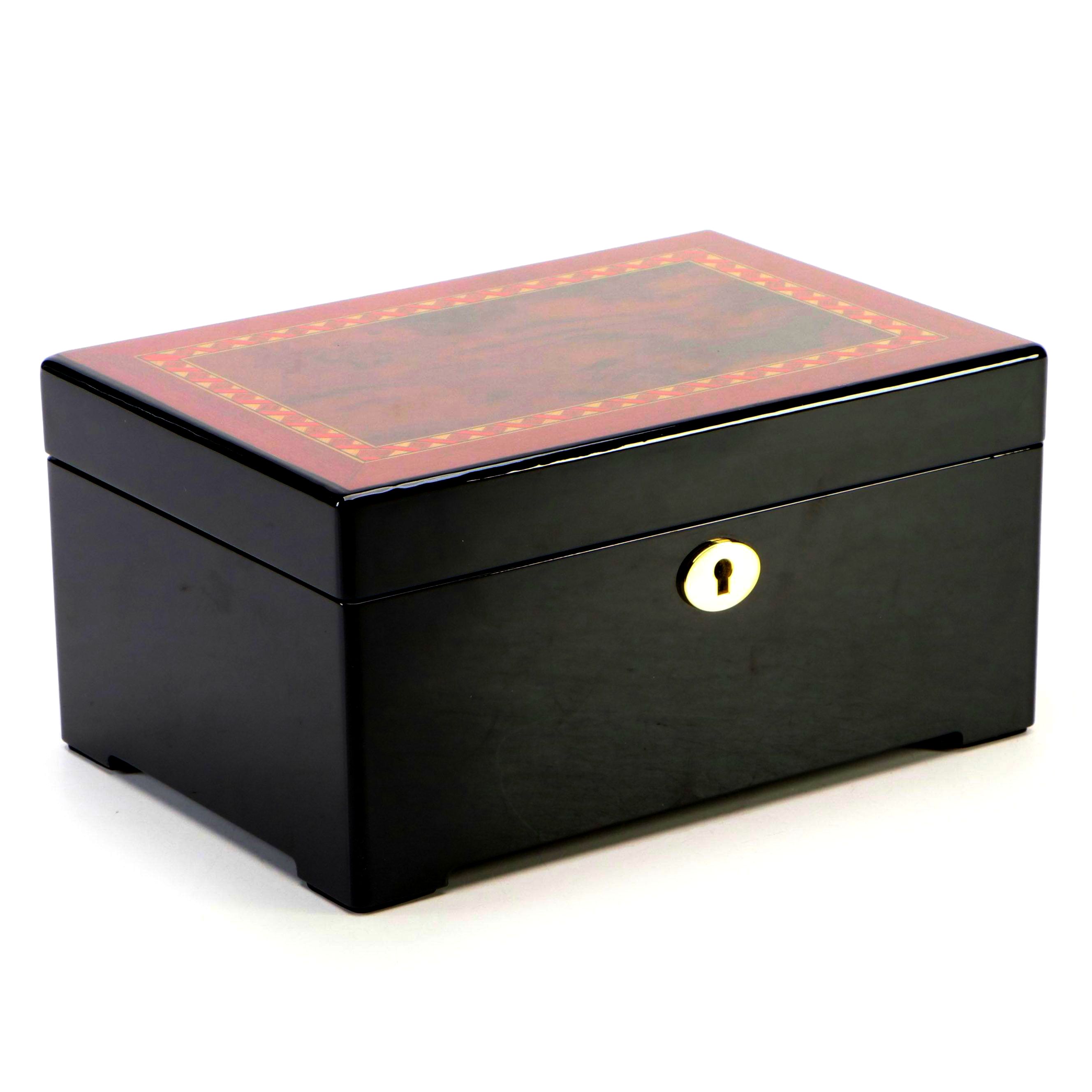 Jere String Trim and Burl Laminate Jewelry Box