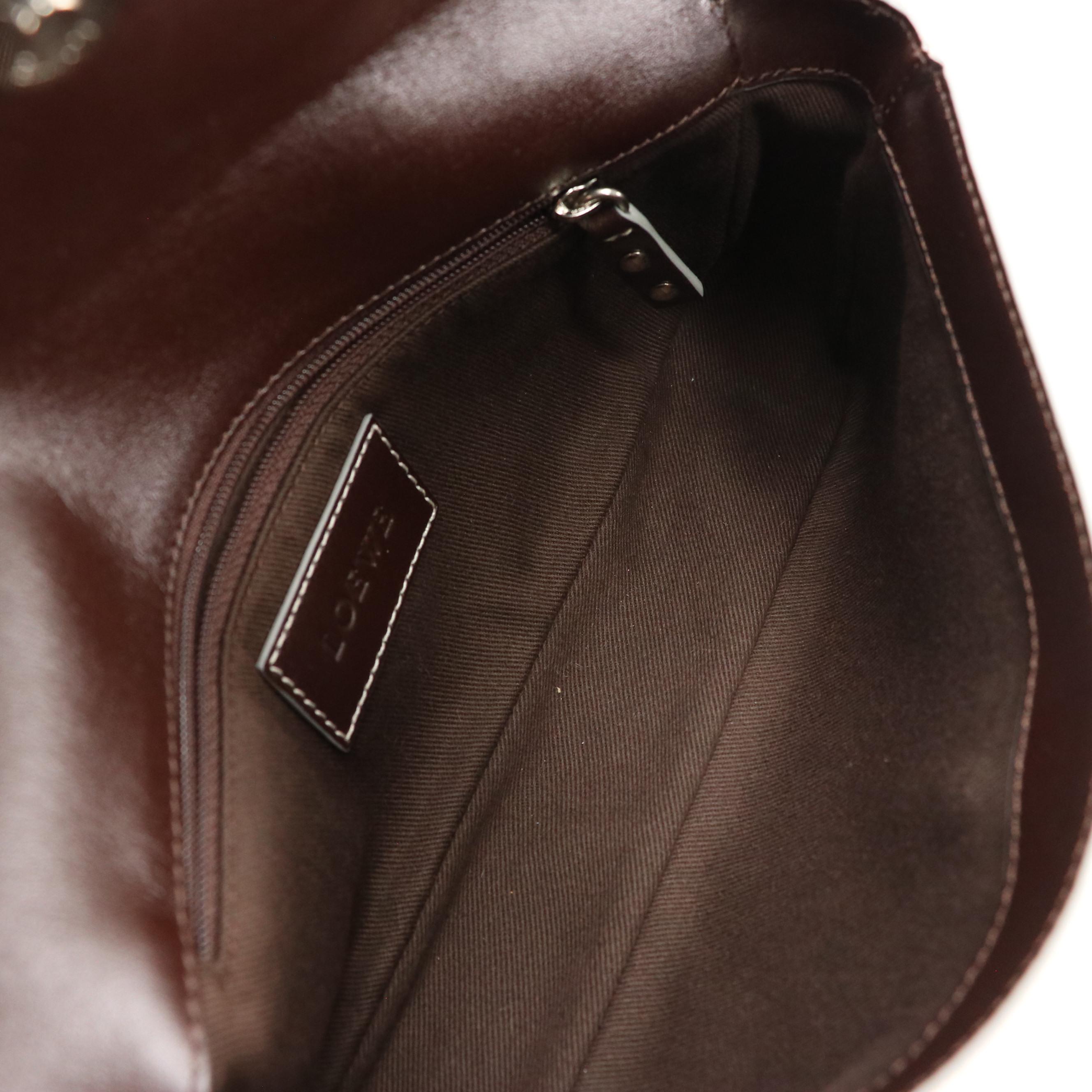 Loewe Mini Shoulder Bag in Anagram Logo PVC and Dark Brown Leather Trim