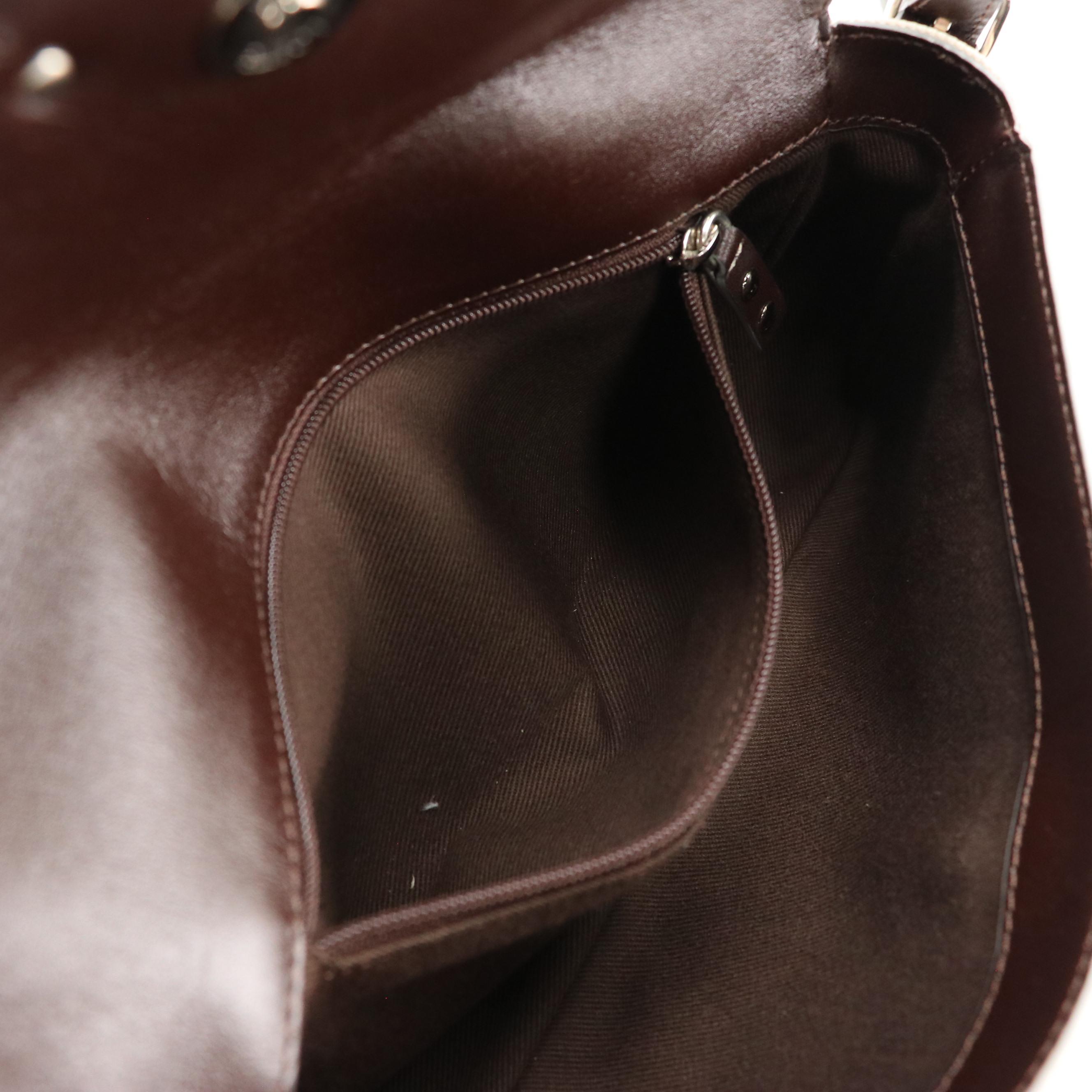 Loewe Mini Shoulder Bag in Anagram Logo PVC and Dark Brown Leather Trim