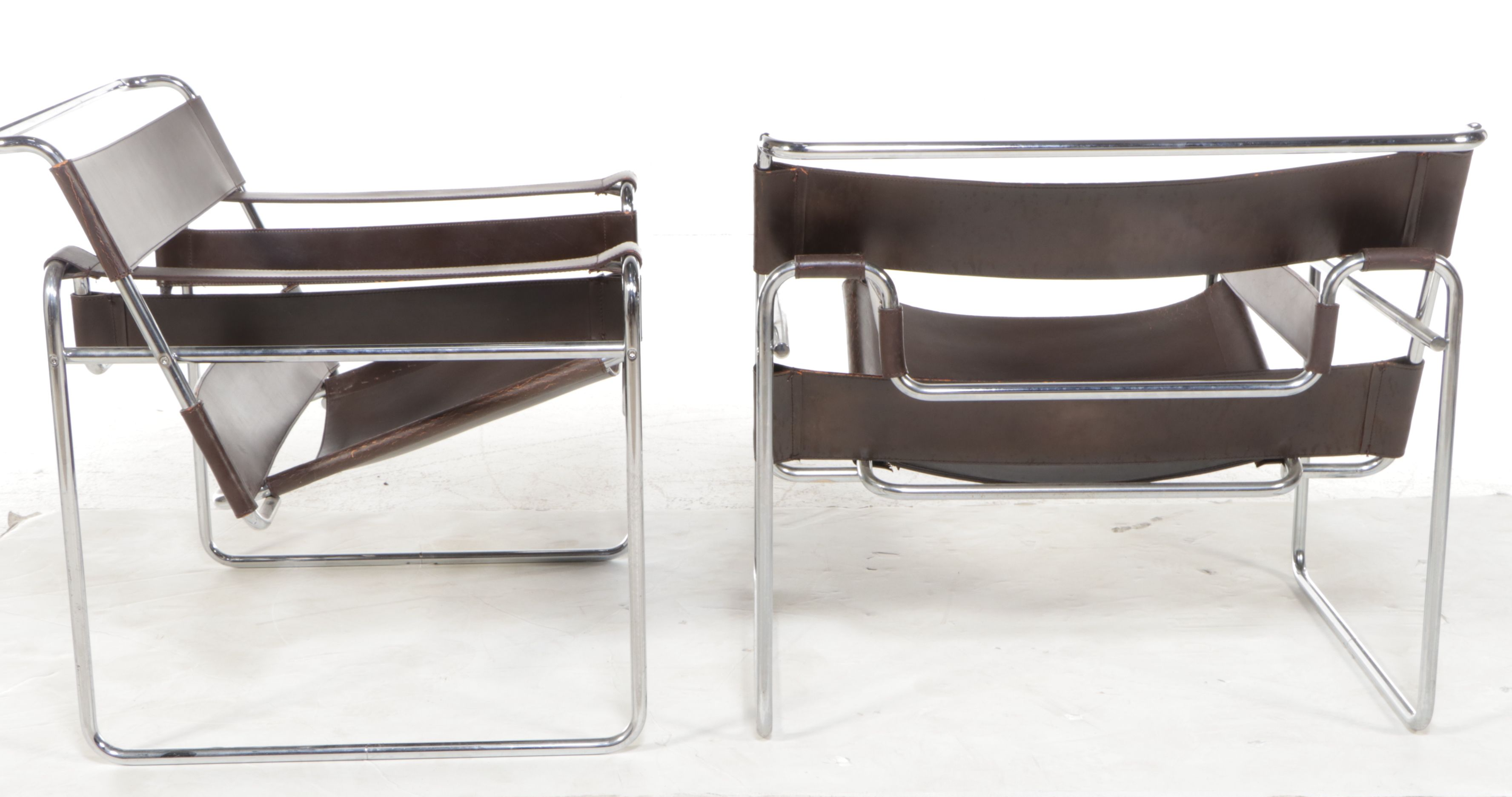 Pair of Stendig Mid Century Modern Leather Arm Chairs