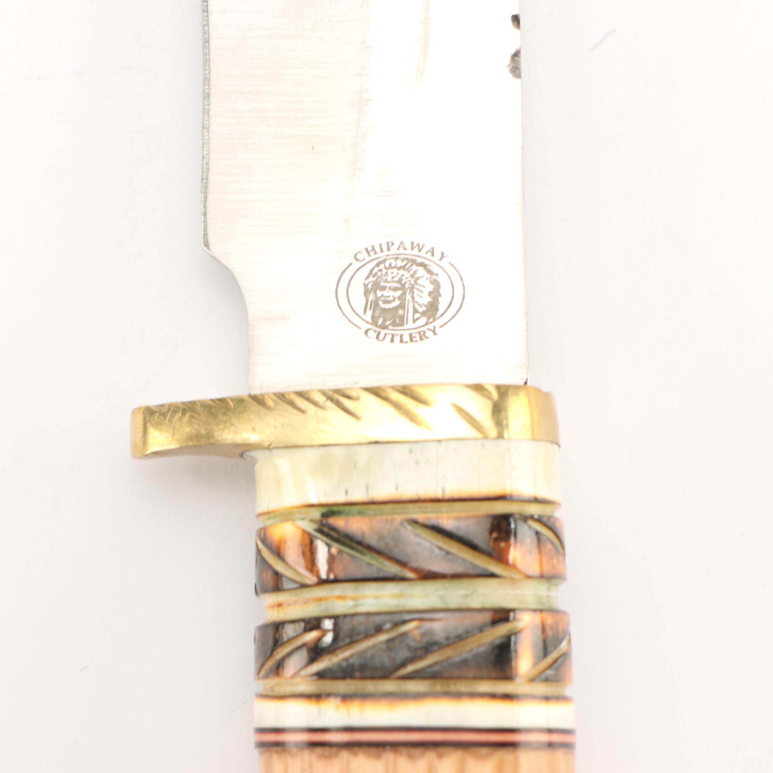 Chipaway Cutlery Bone and Wooden Handled Knife with Machete