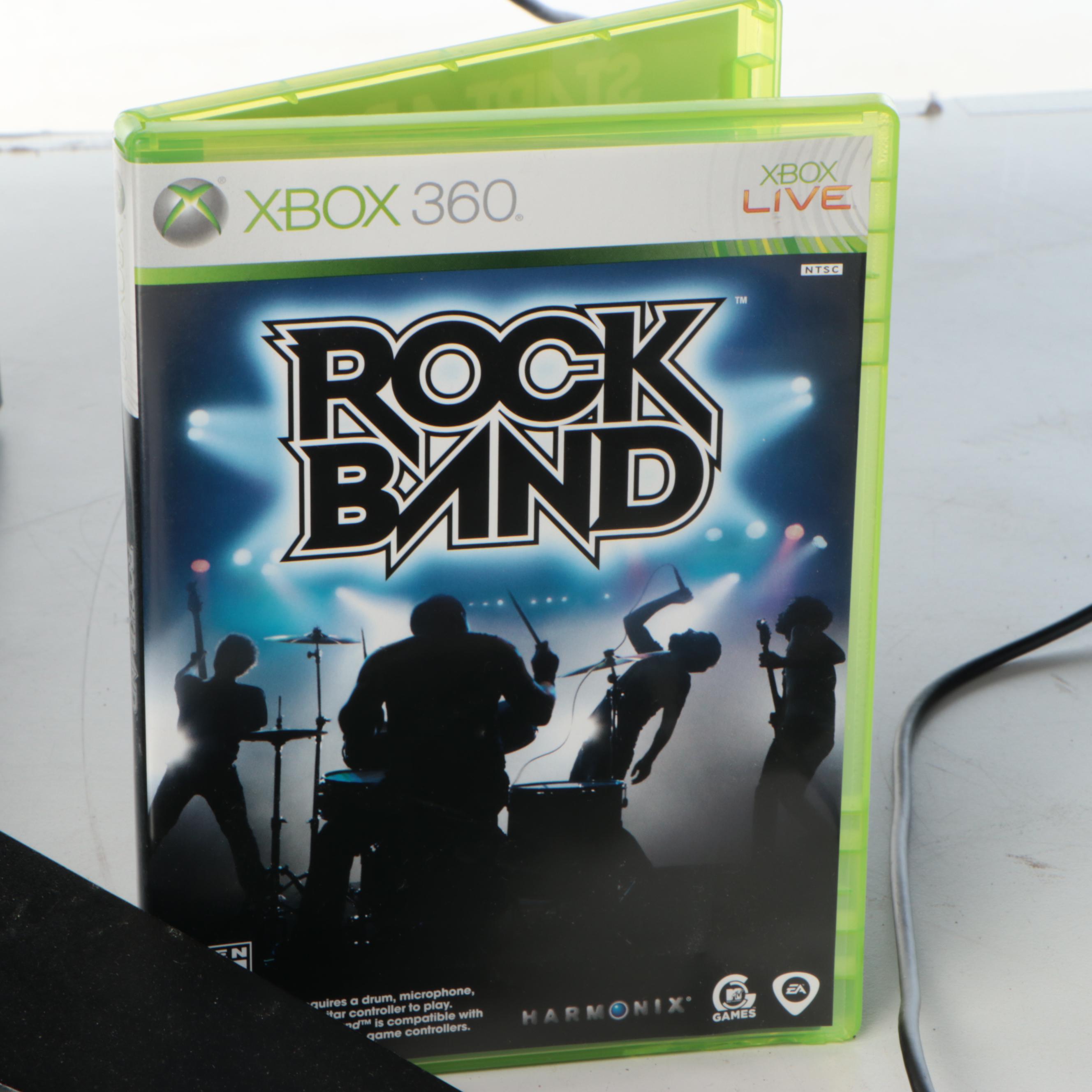 Xbox 360 Rock Band Video Game, Guitars, and Drum Kit