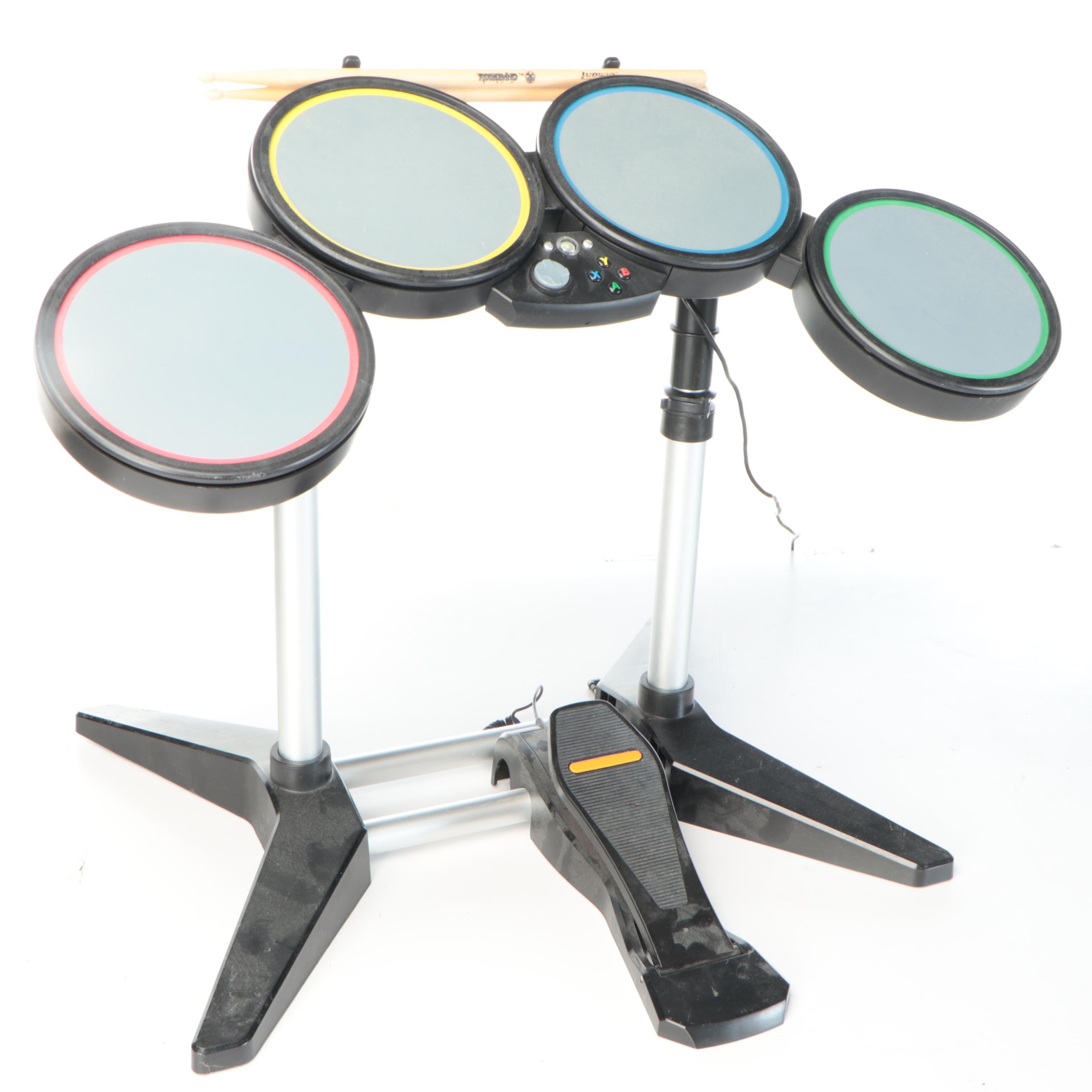 Xbox 360 Rock Band Video Game, Guitars, and Drum Kit