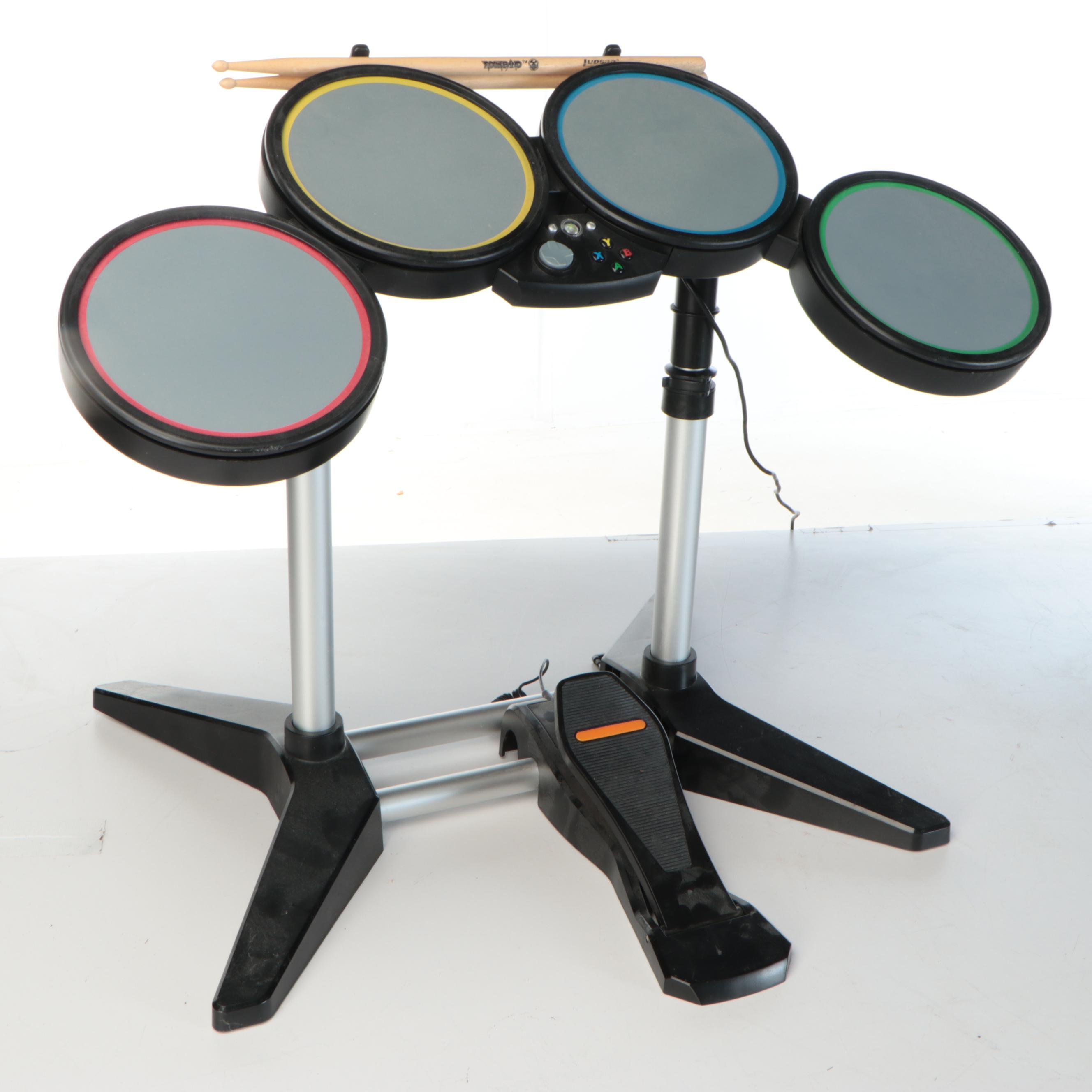 Xbox 360 Rock Band Video Game, Guitars, and Drum Kit