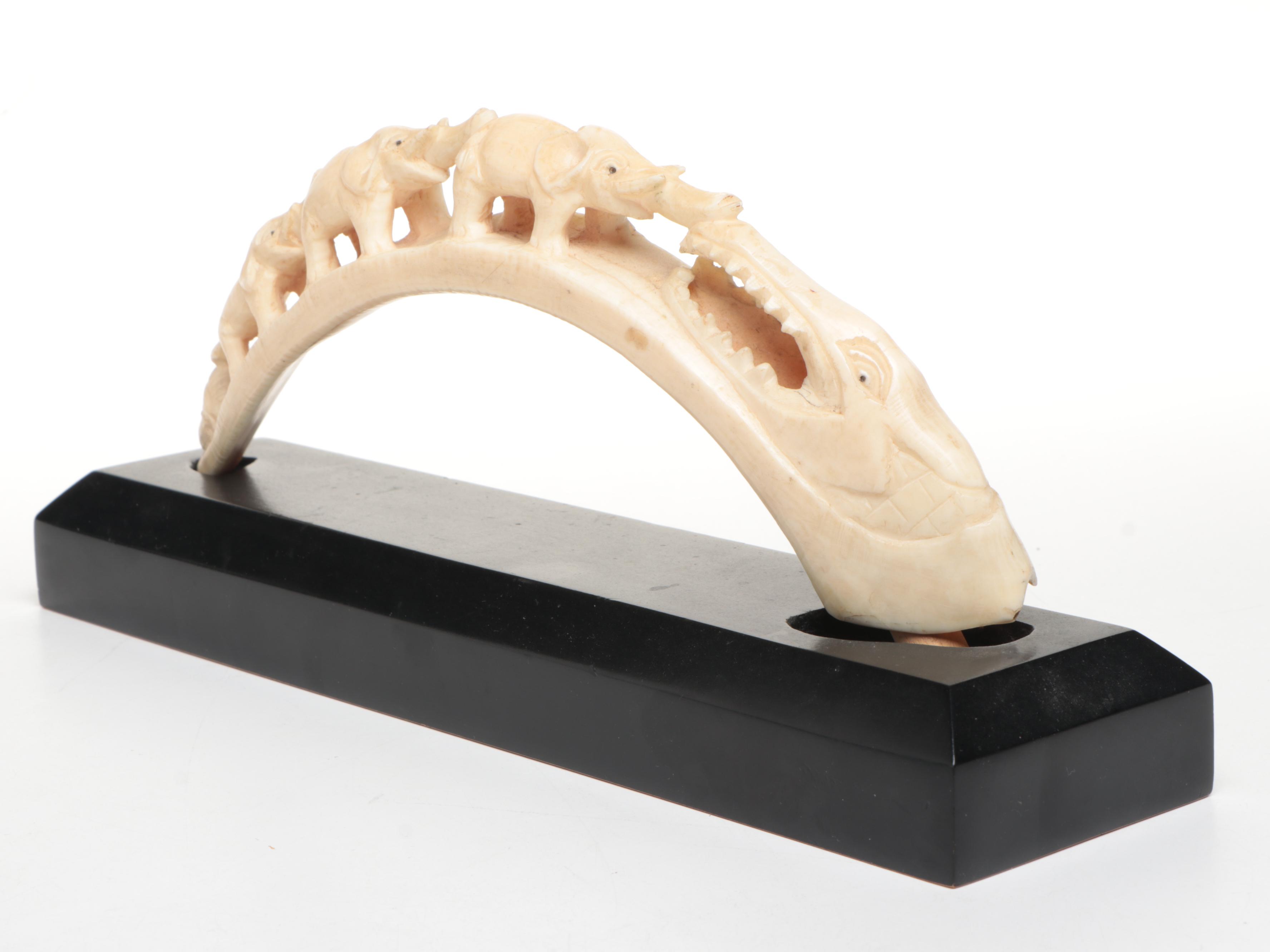 Carved Hippo Tusk