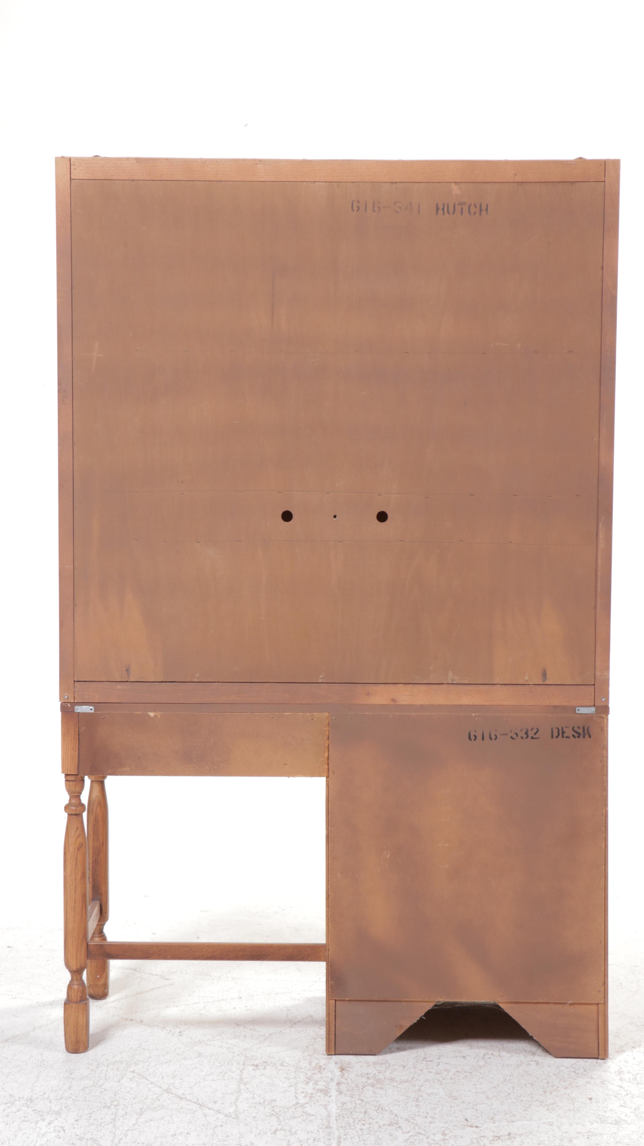 Young-Hinkle Oak Writing Desk with Hutch and Chair