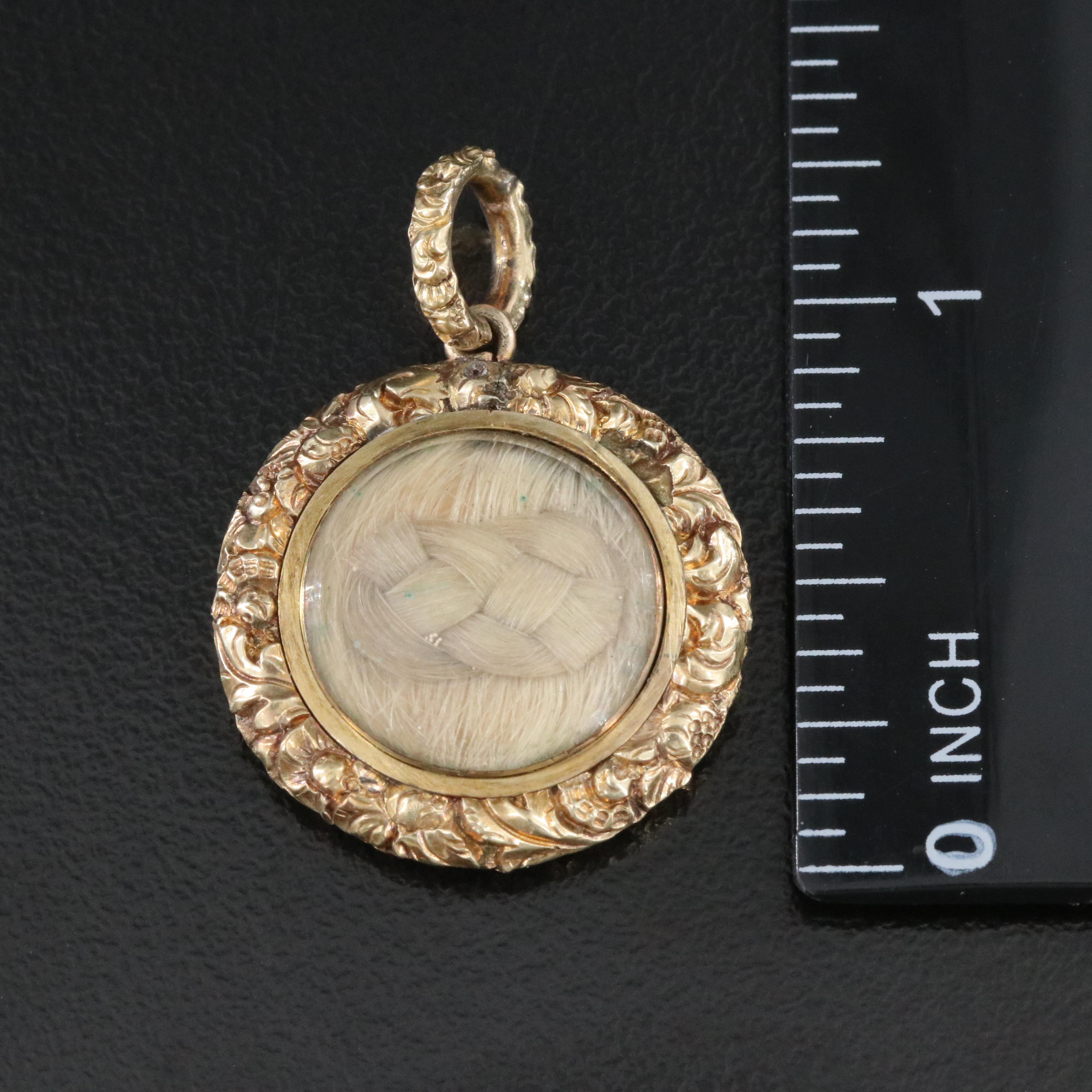 Victorian 10K Mourning Hair Locket Pendant