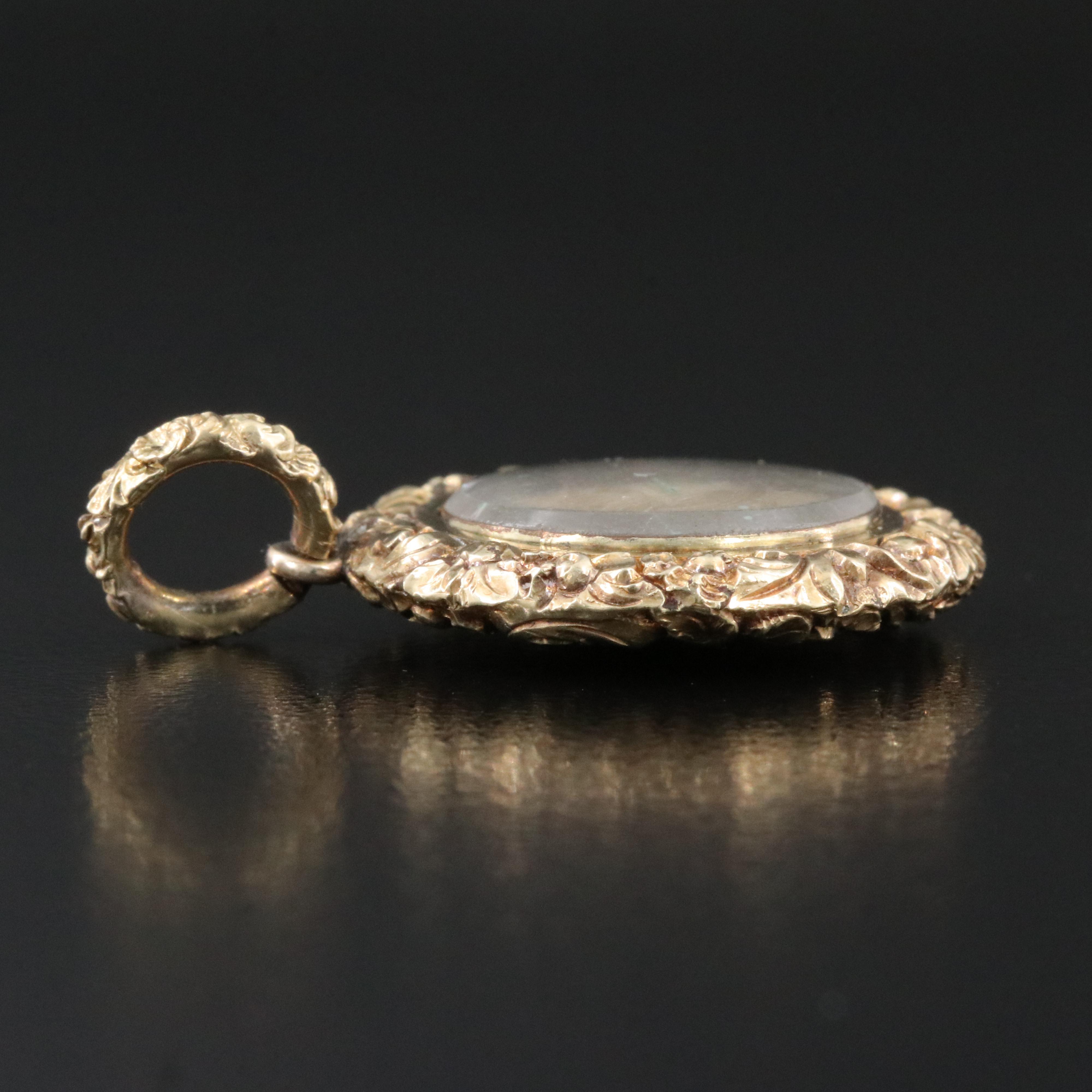 Victorian 10K Mourning Hair Locket Pendant