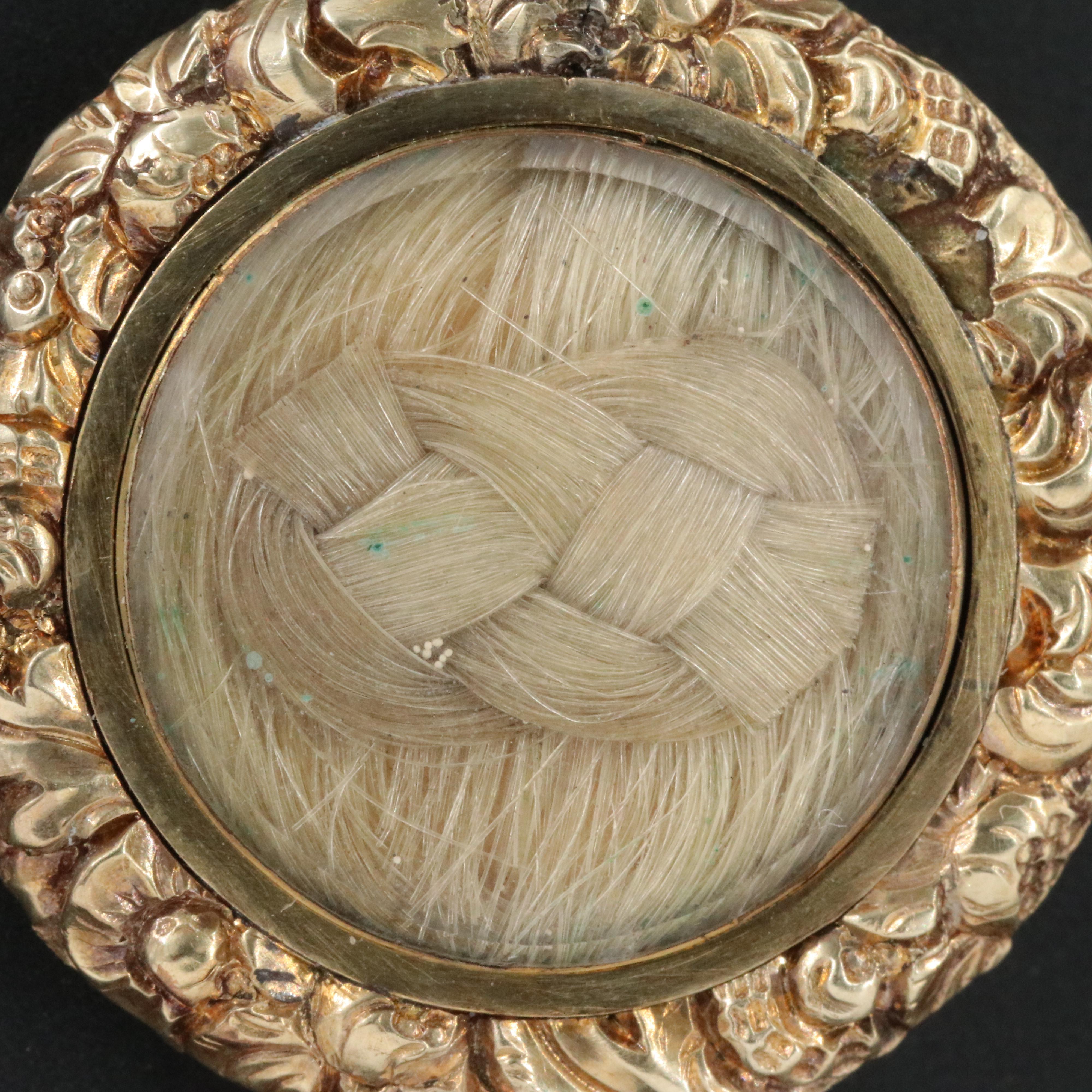 Victorian 10K Mourning Hair Locket Pendant