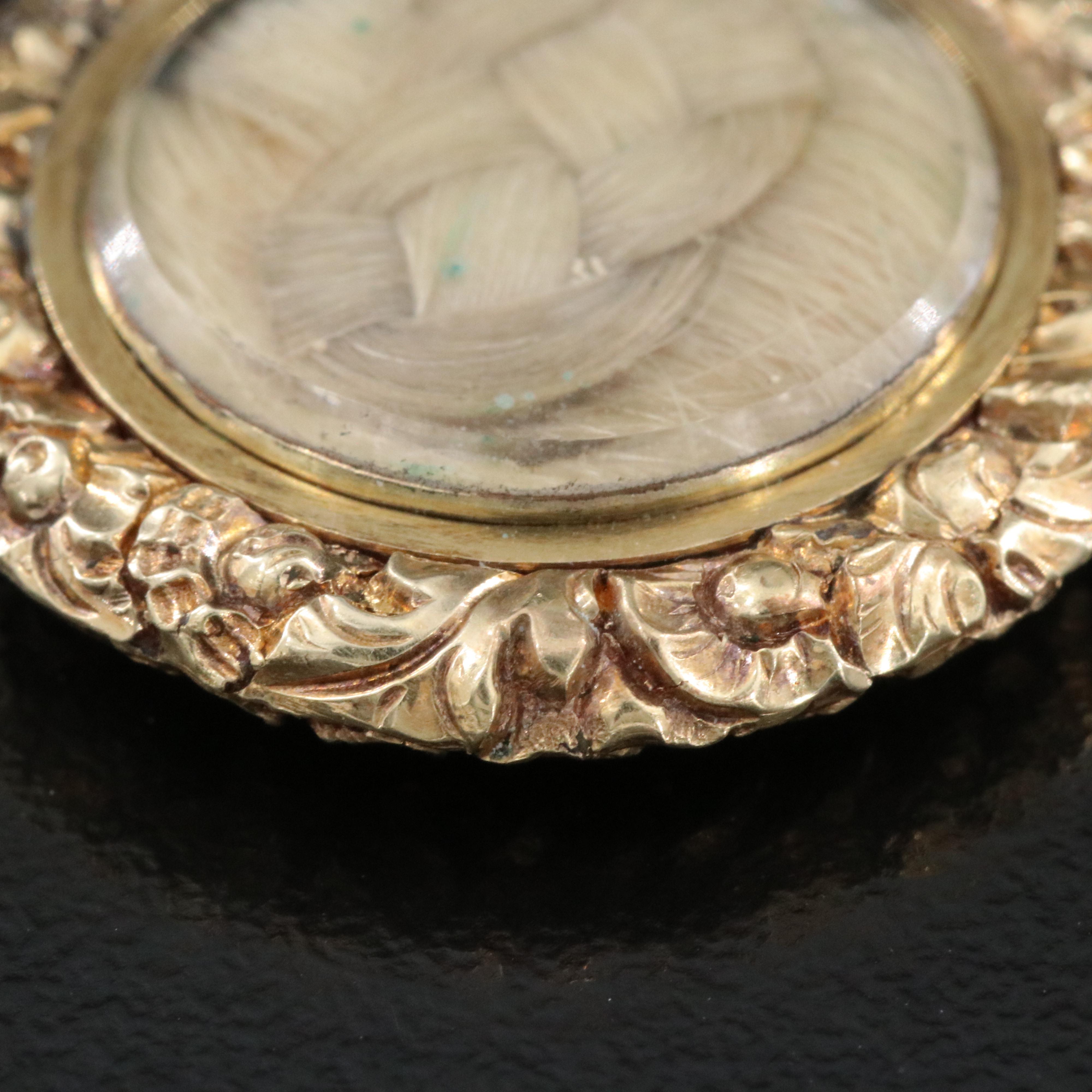 Victorian 10K Mourning Hair Locket Pendant