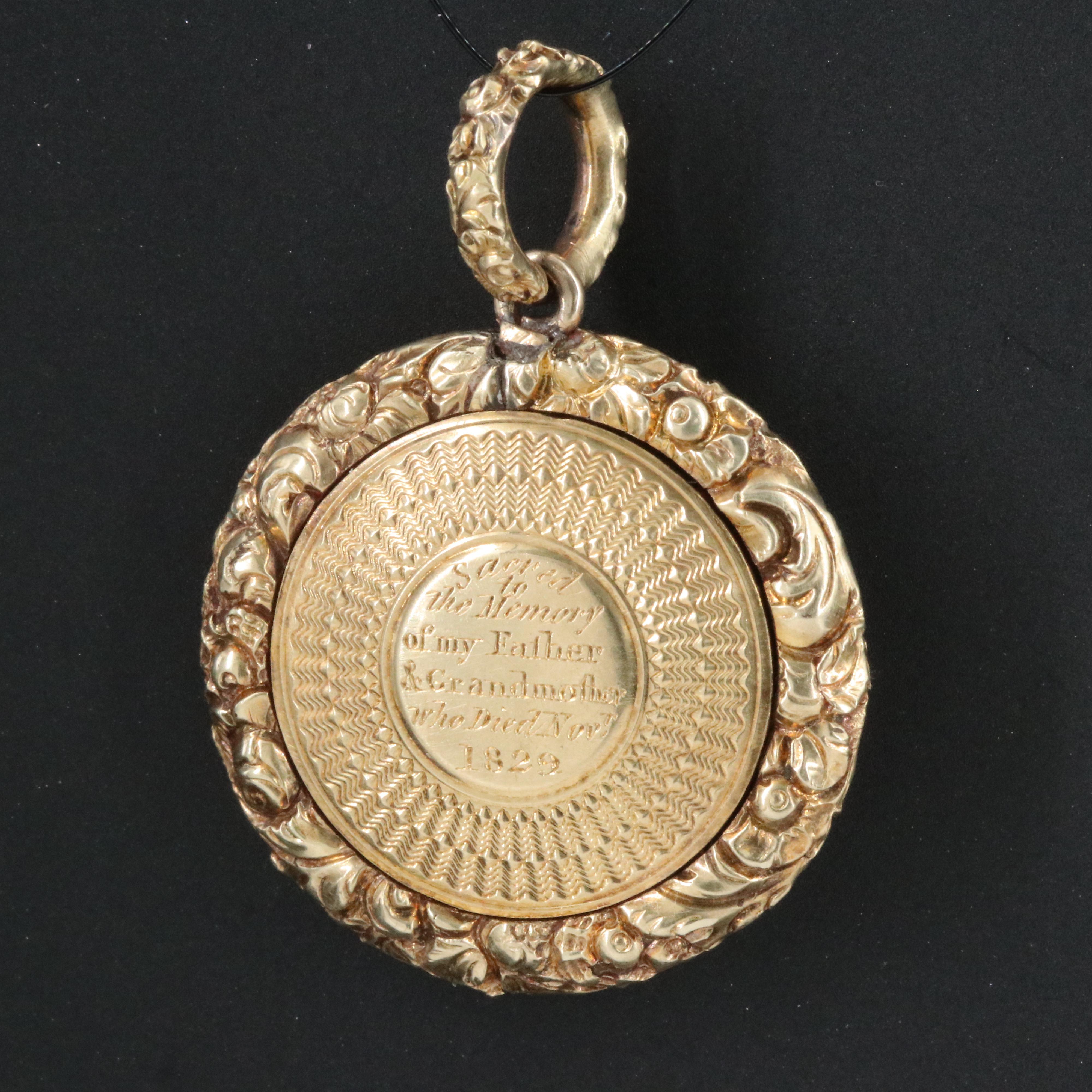 Victorian 10K Mourning Hair Locket Pendant