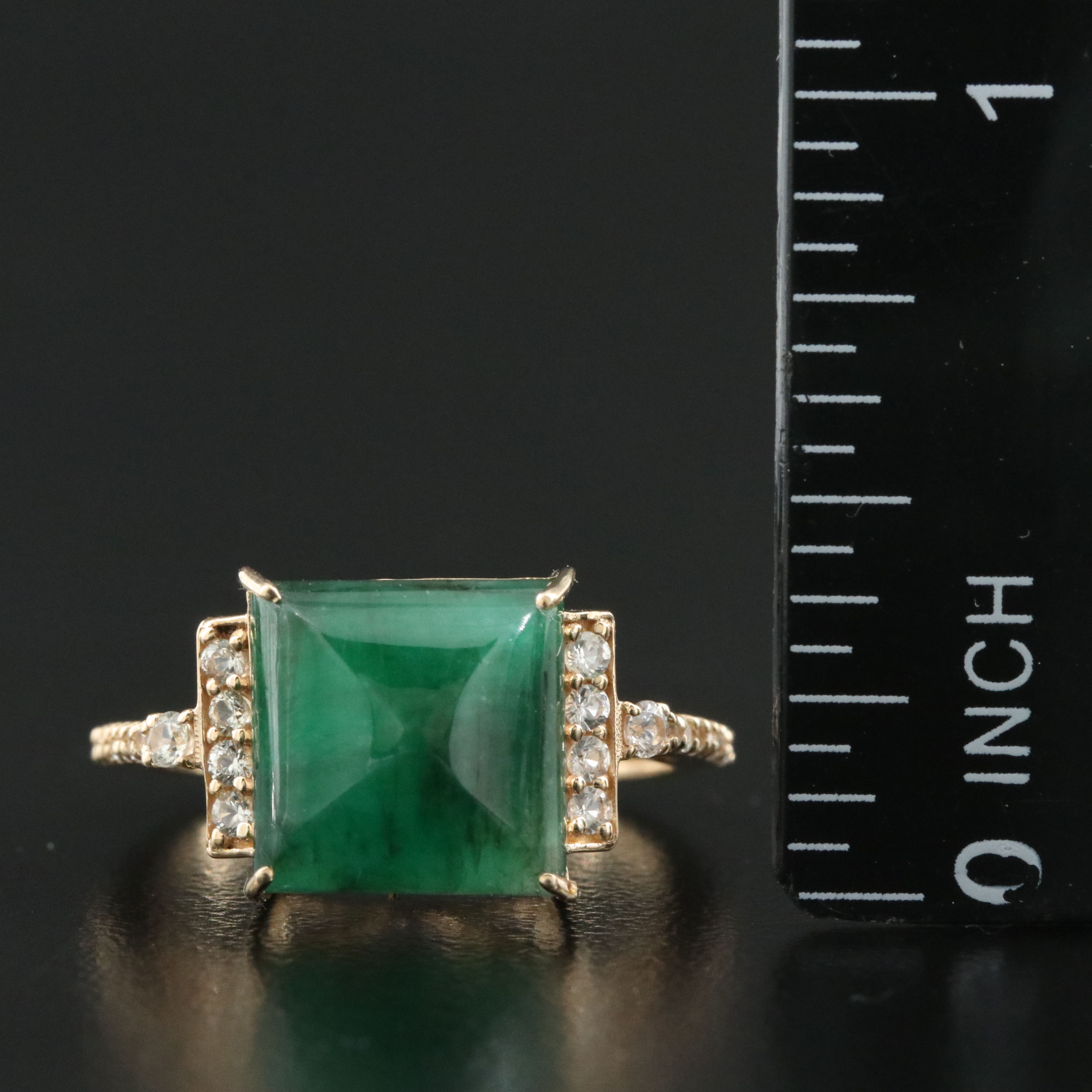 14K Emerald and White Sapphire Ring