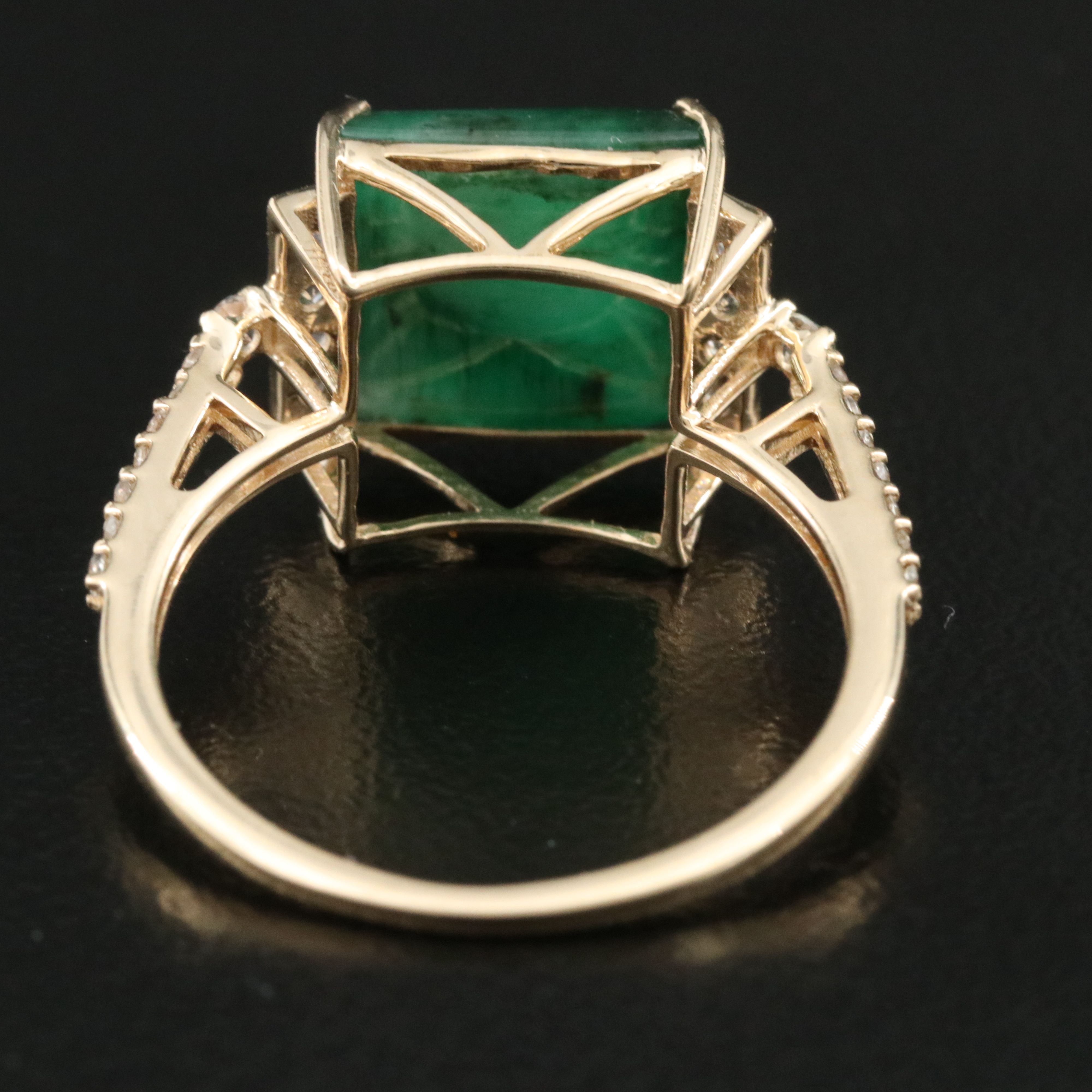 14K Emerald and White Sapphire Ring