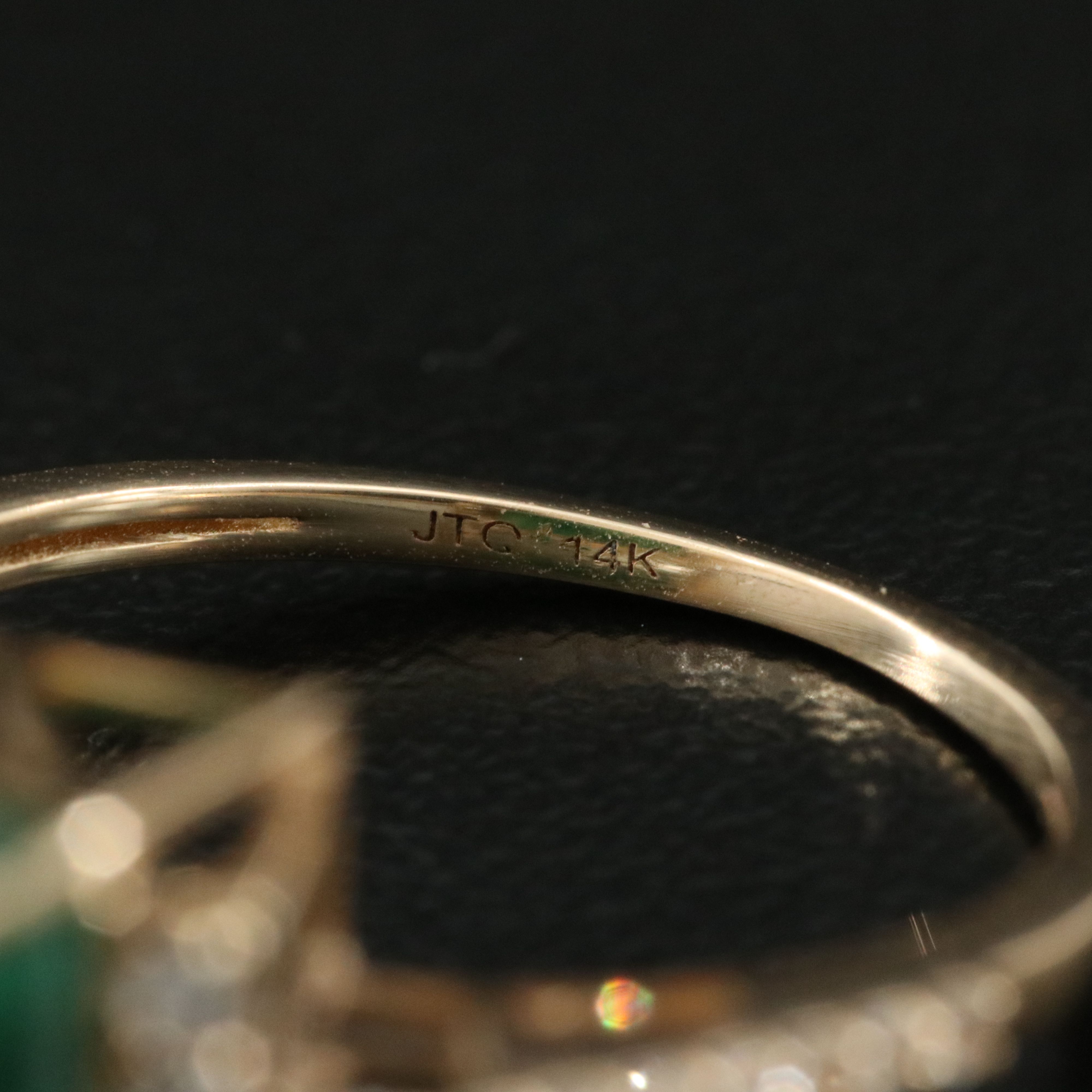 14K Emerald and White Sapphire Ring