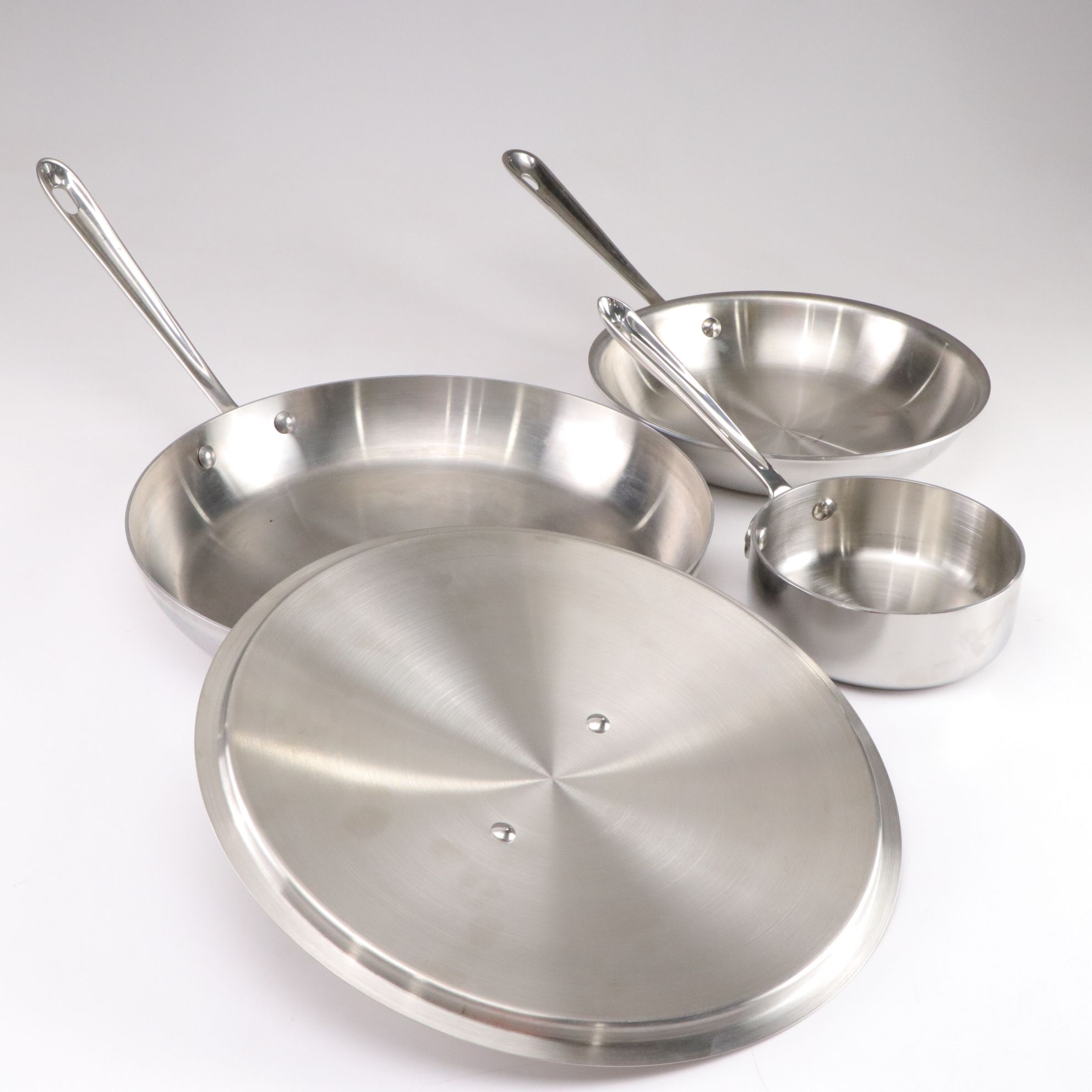All-Clad Stainless Steel Skillets and Sauce Pan