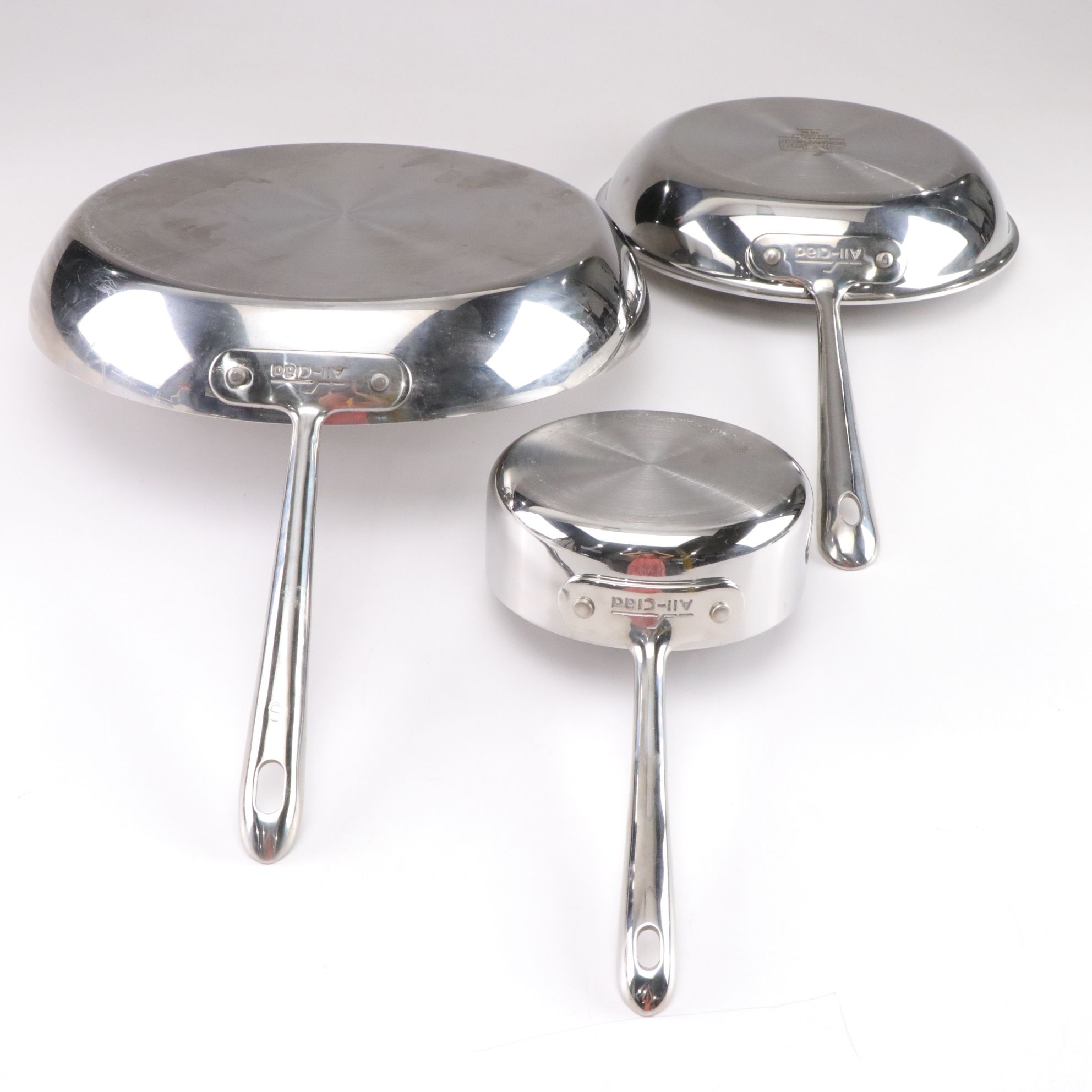 All-Clad Stainless Steel Skillets and Sauce Pan