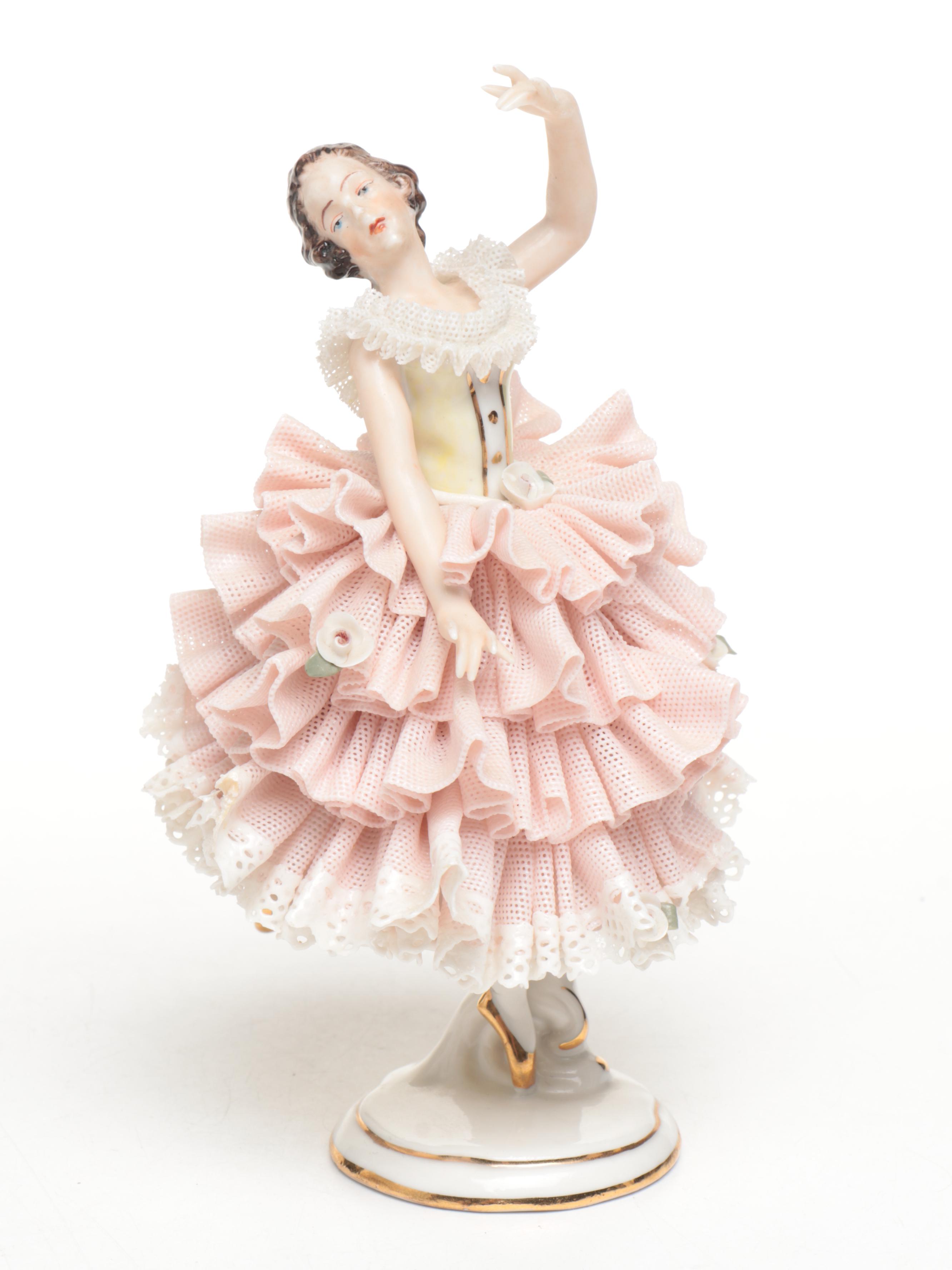 Dresden Porcelain Lace Ballerina Figures