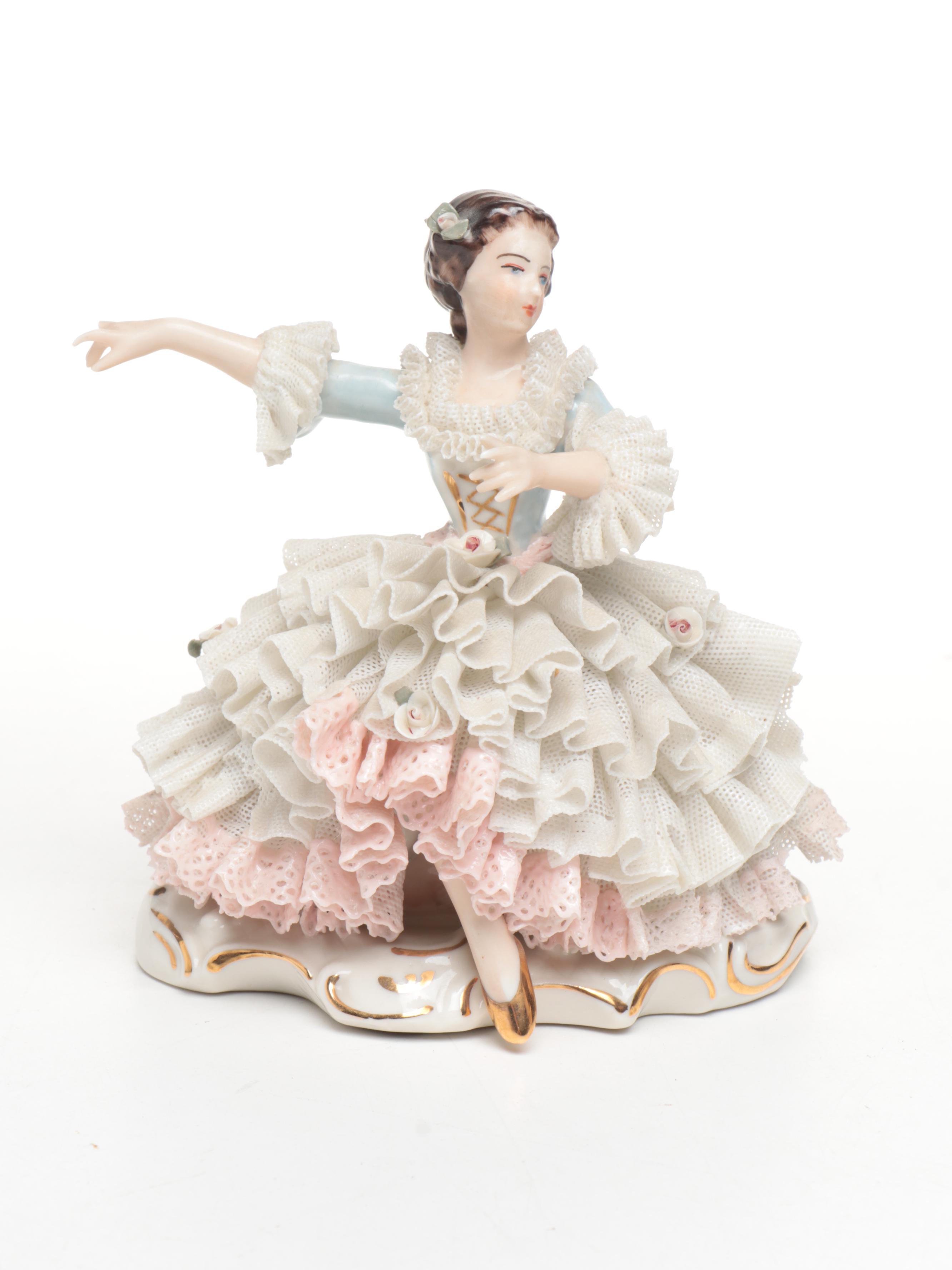 Dresden Porcelain Lace Ballerina Figures