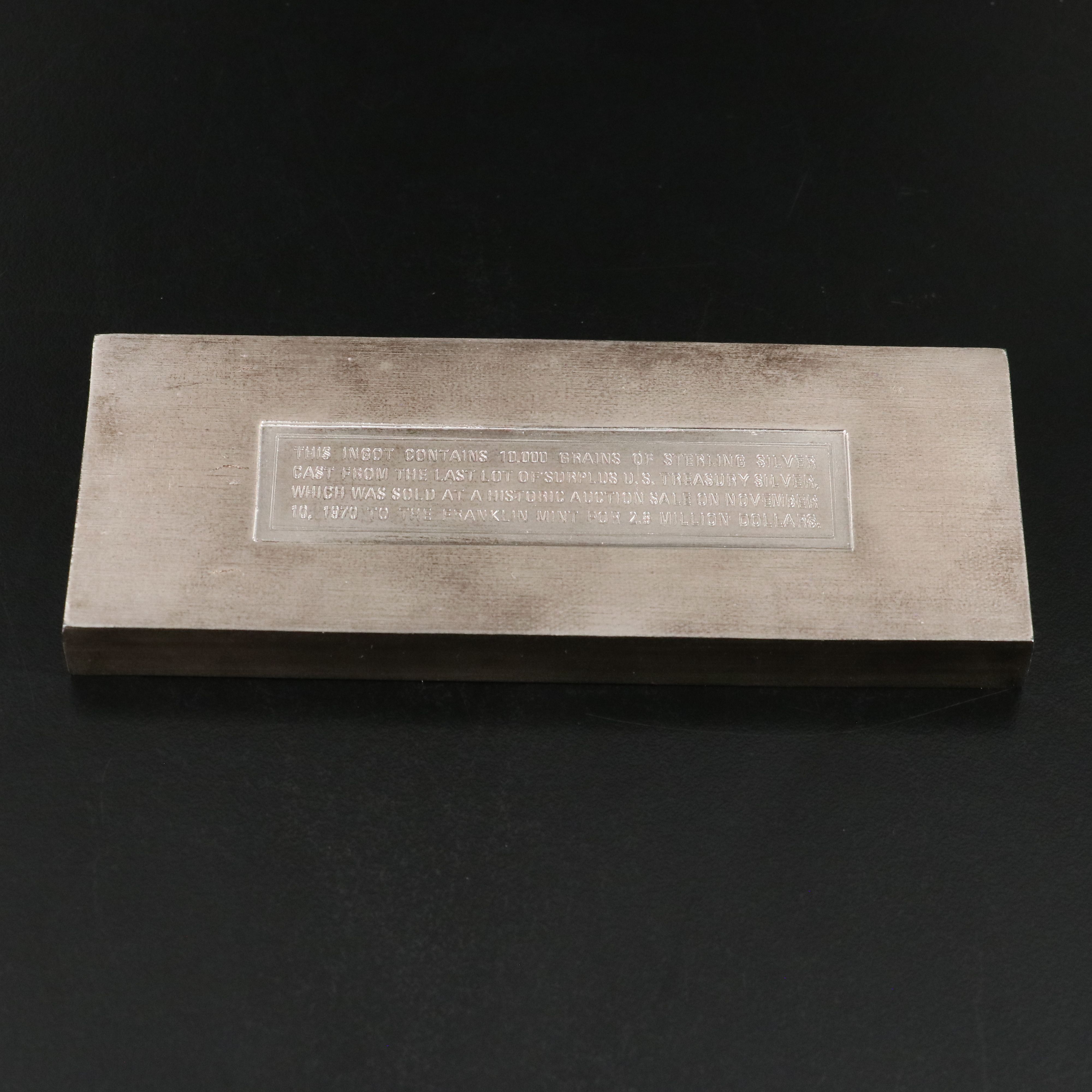 Franklin Mint 10,000 Grain Sterling Silver Bar