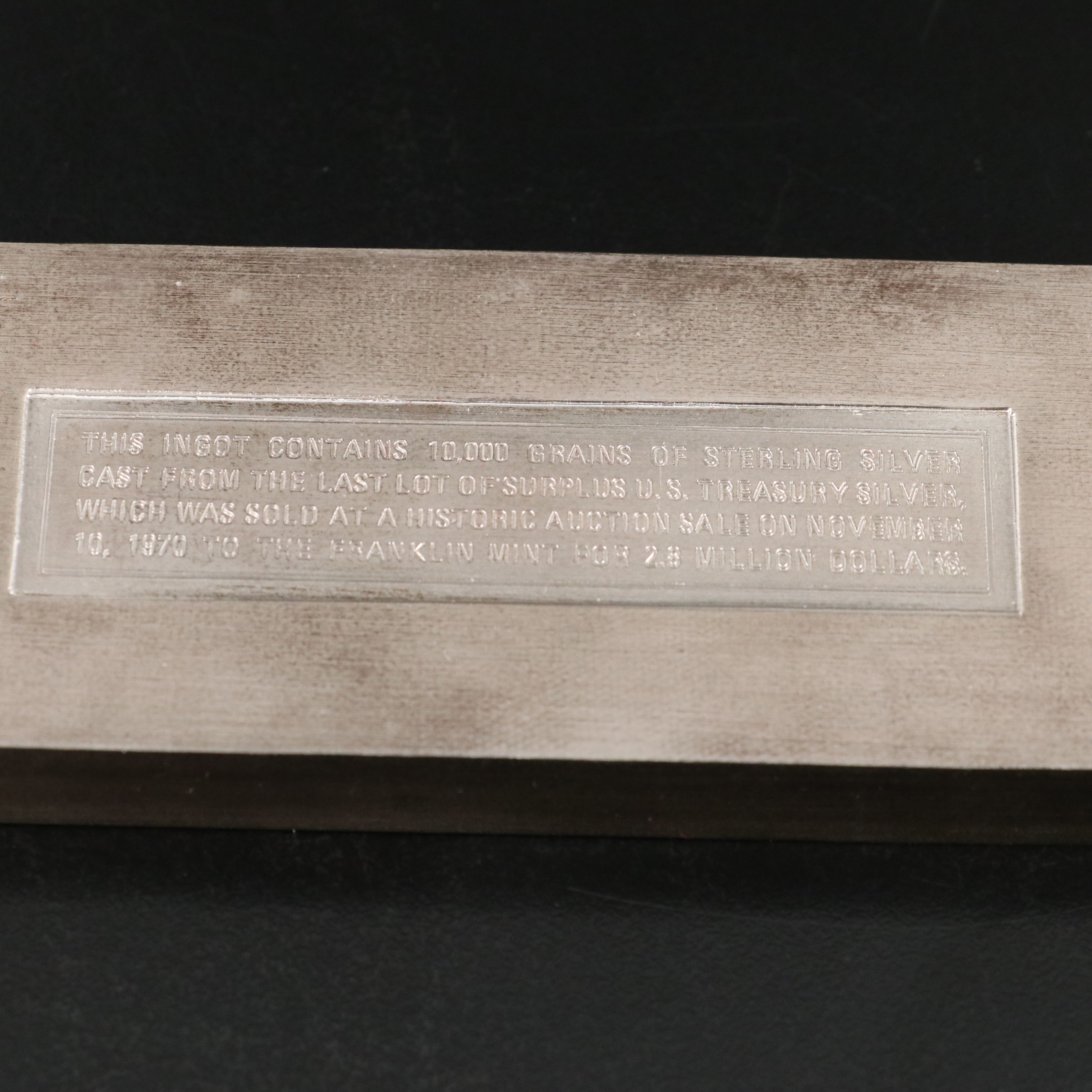 Franklin Mint 10,000 Grain Sterling Silver Bar