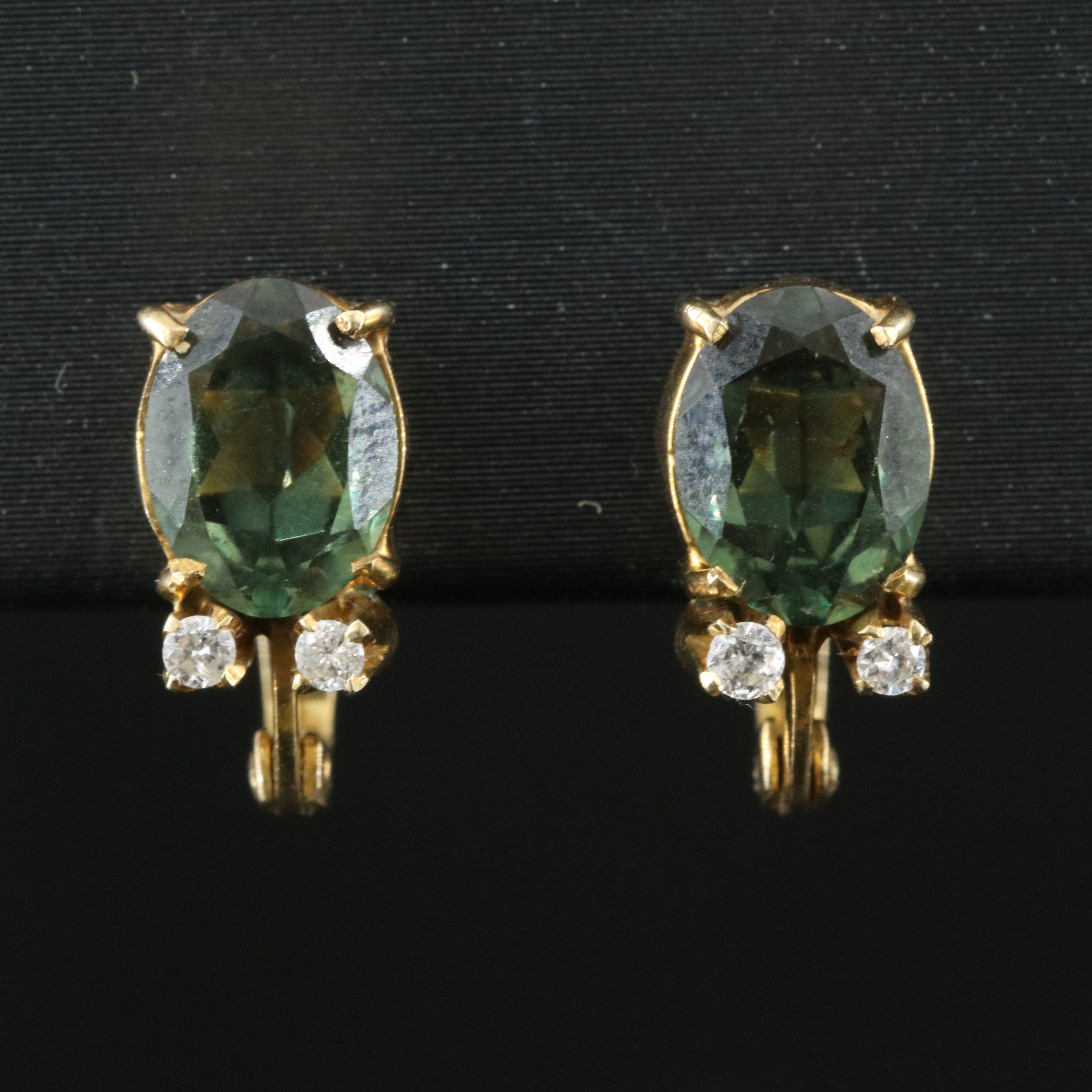 14K Green Spinel and Diamond Earrings