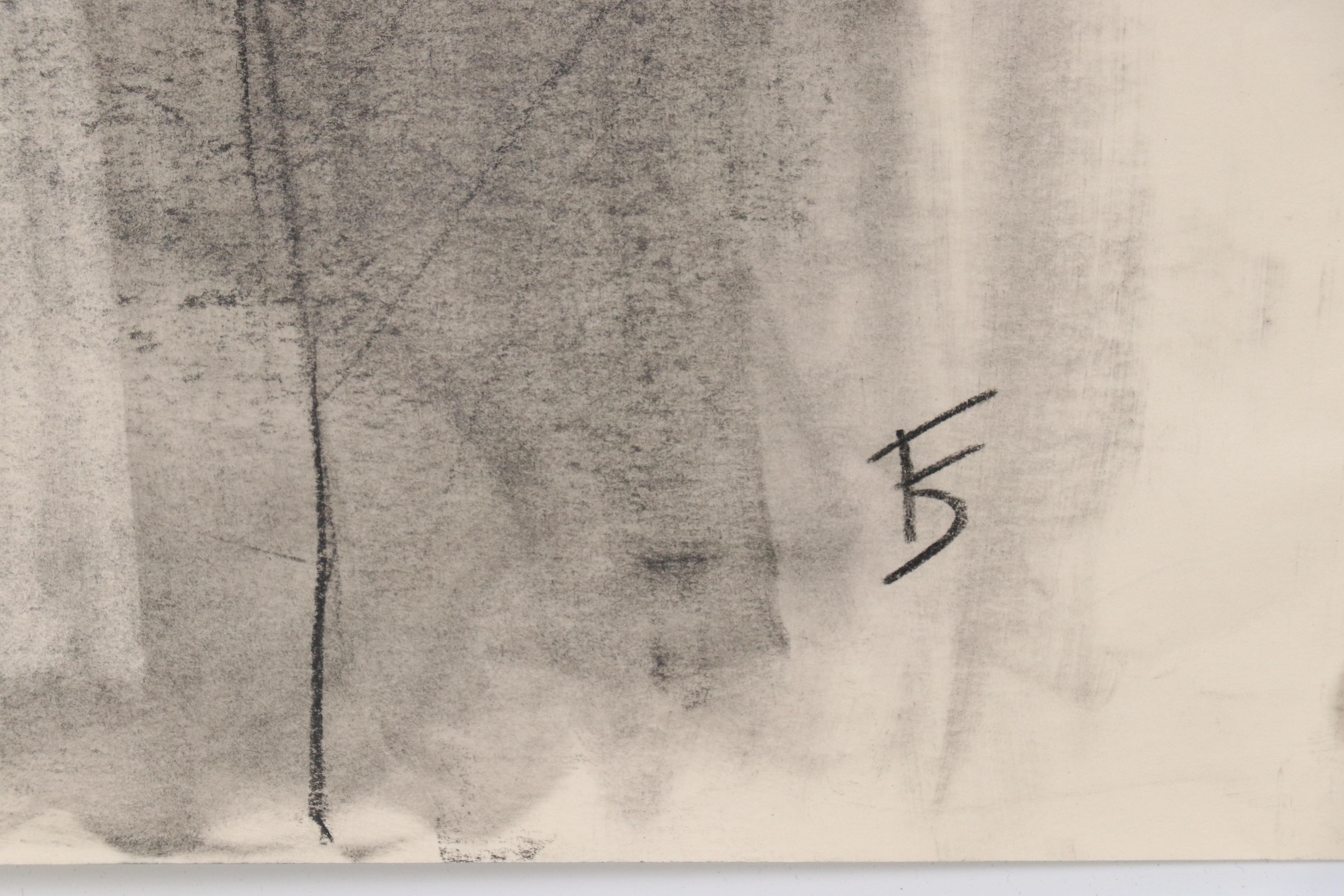 Ben Farrell Charcoal Drawing of Nude Figure Study, 2010s