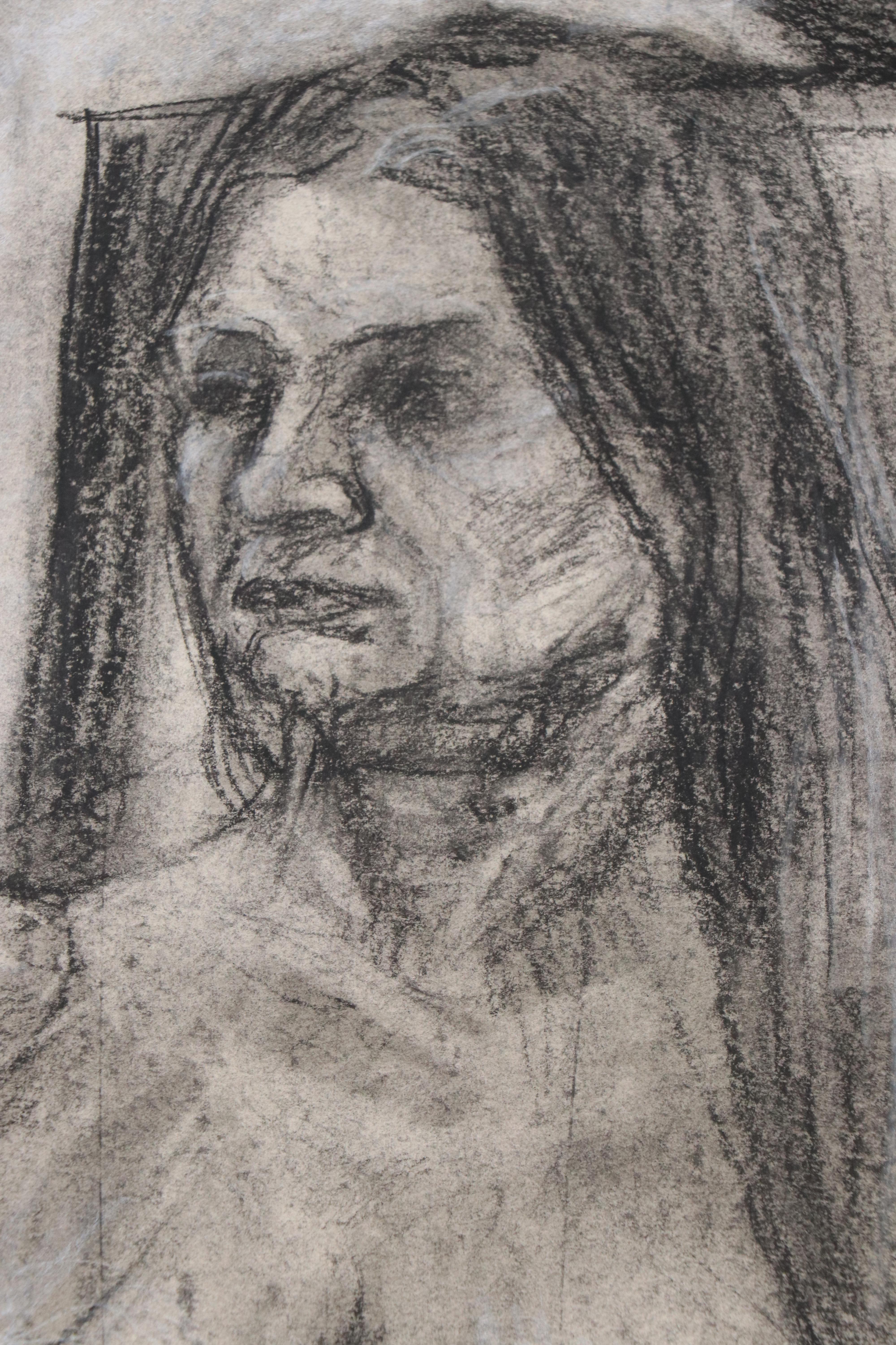 Ben Farrell Charcoal Drawing of Nude Figure Study, 2010s