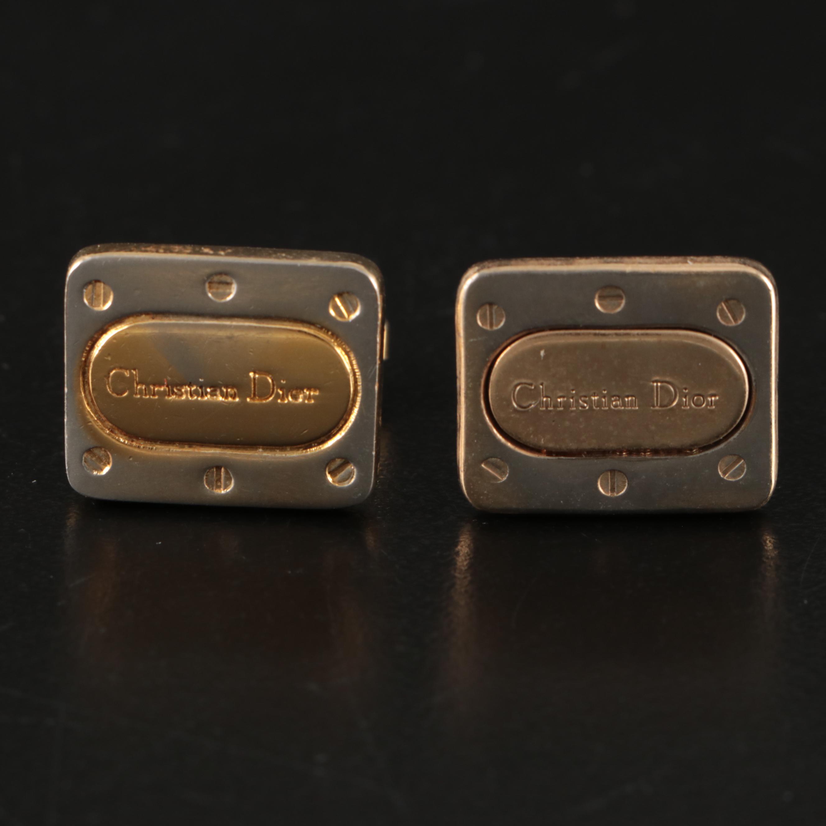 Christian Dior Monogram Cuff Links and Tie Clip