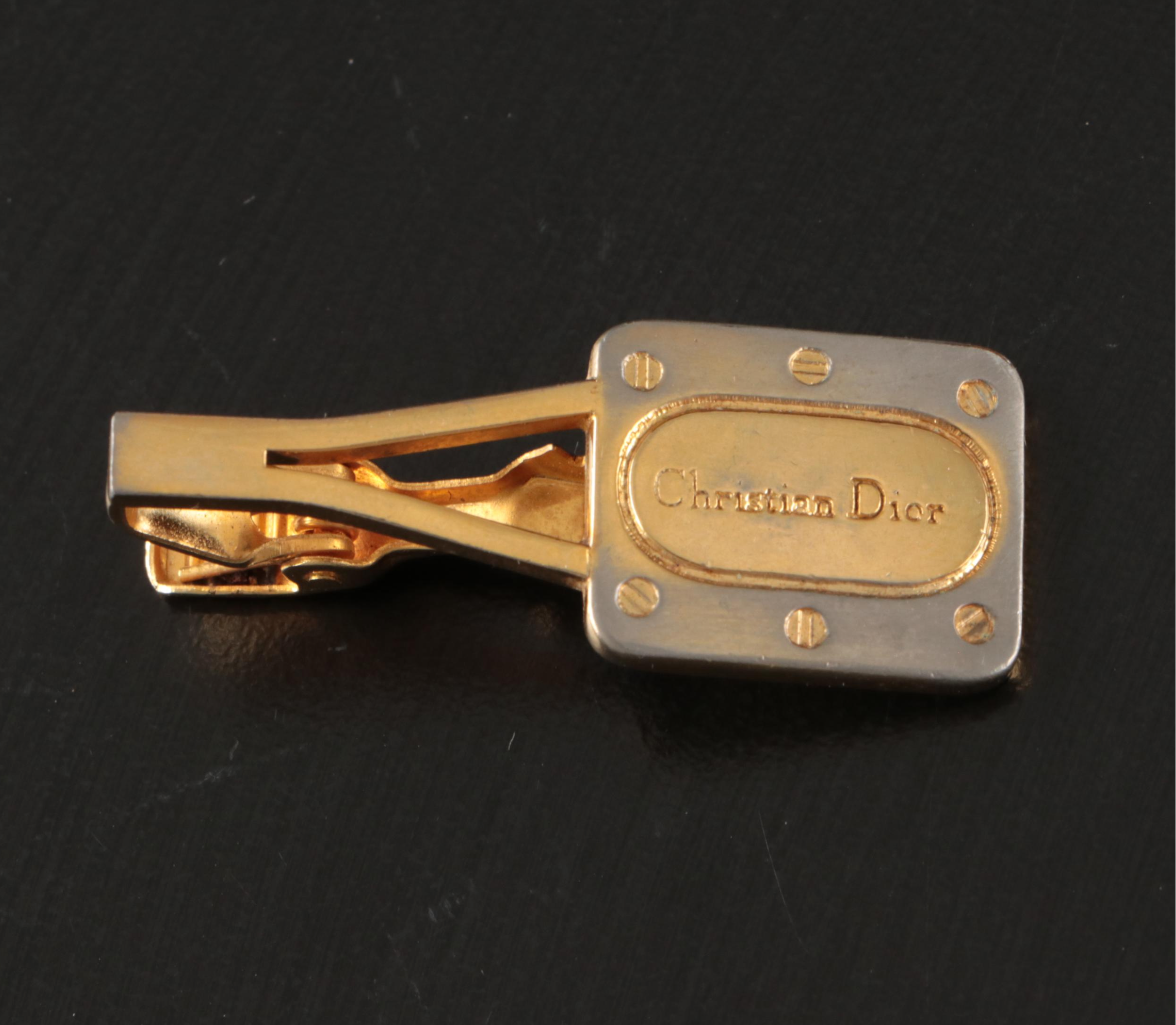 Christian Dior Monogram Cuff Links and Tie Clip