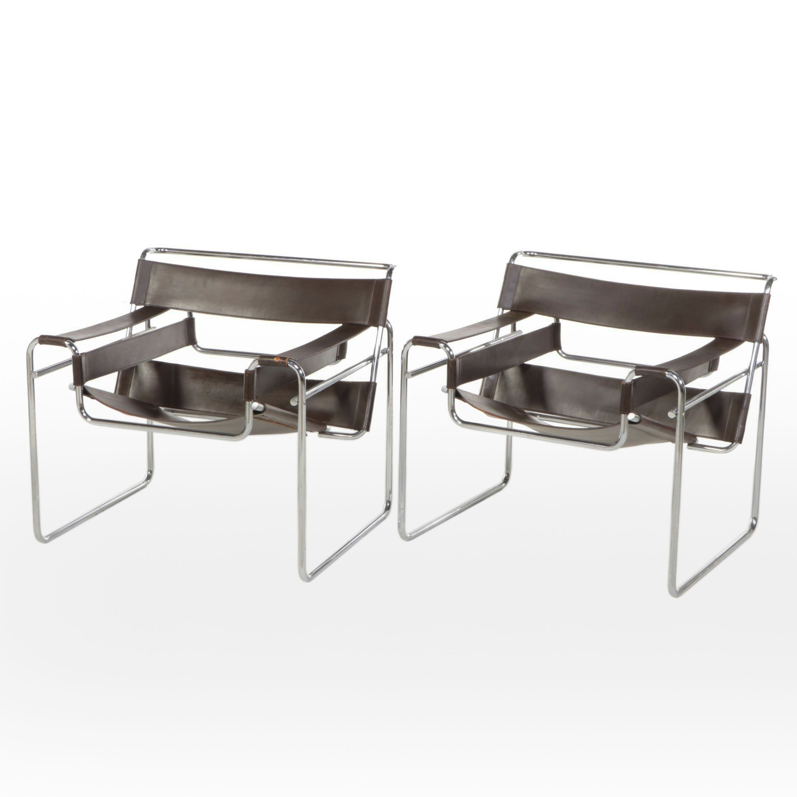 Pair of Stendig Mid Century Modern Leather Arm Chairs