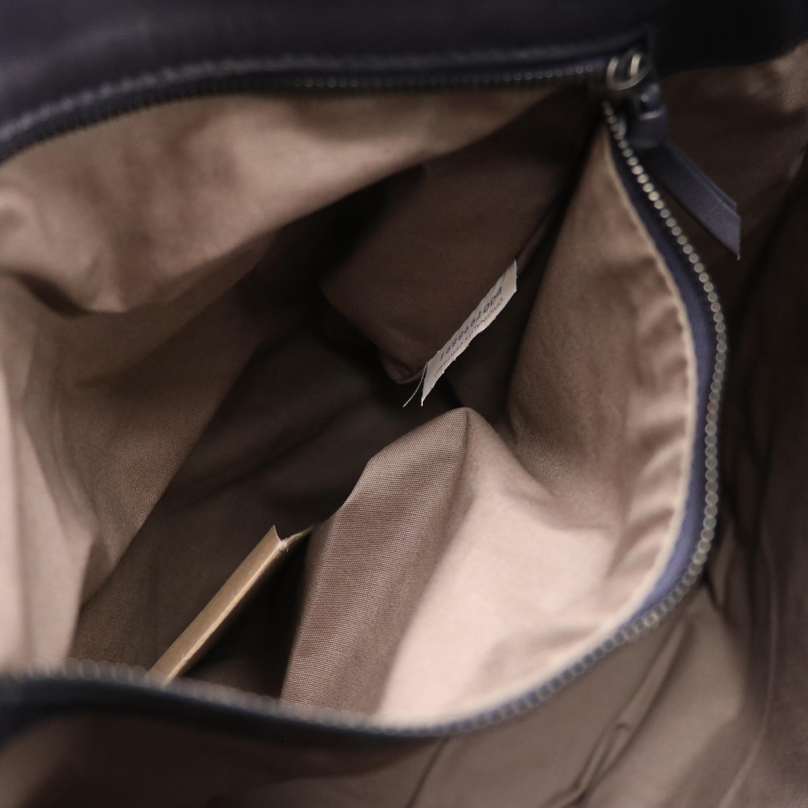 Bottega Veneta Regent Handle Tote in Navy Blue Lambskin and Intrecciato Leather