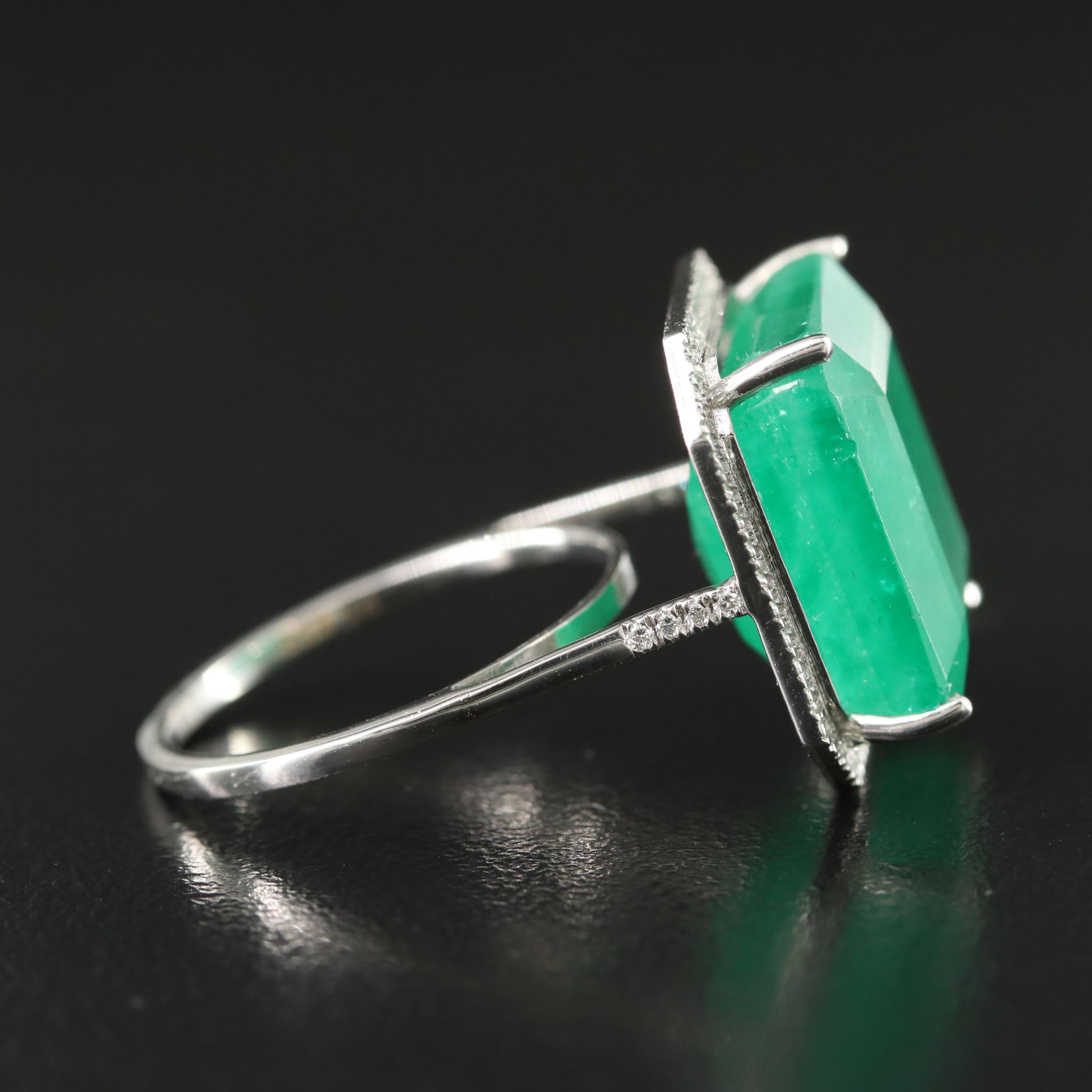 Platinum 16.88 CT Emerald and 0.17 CTW Diamond Ring