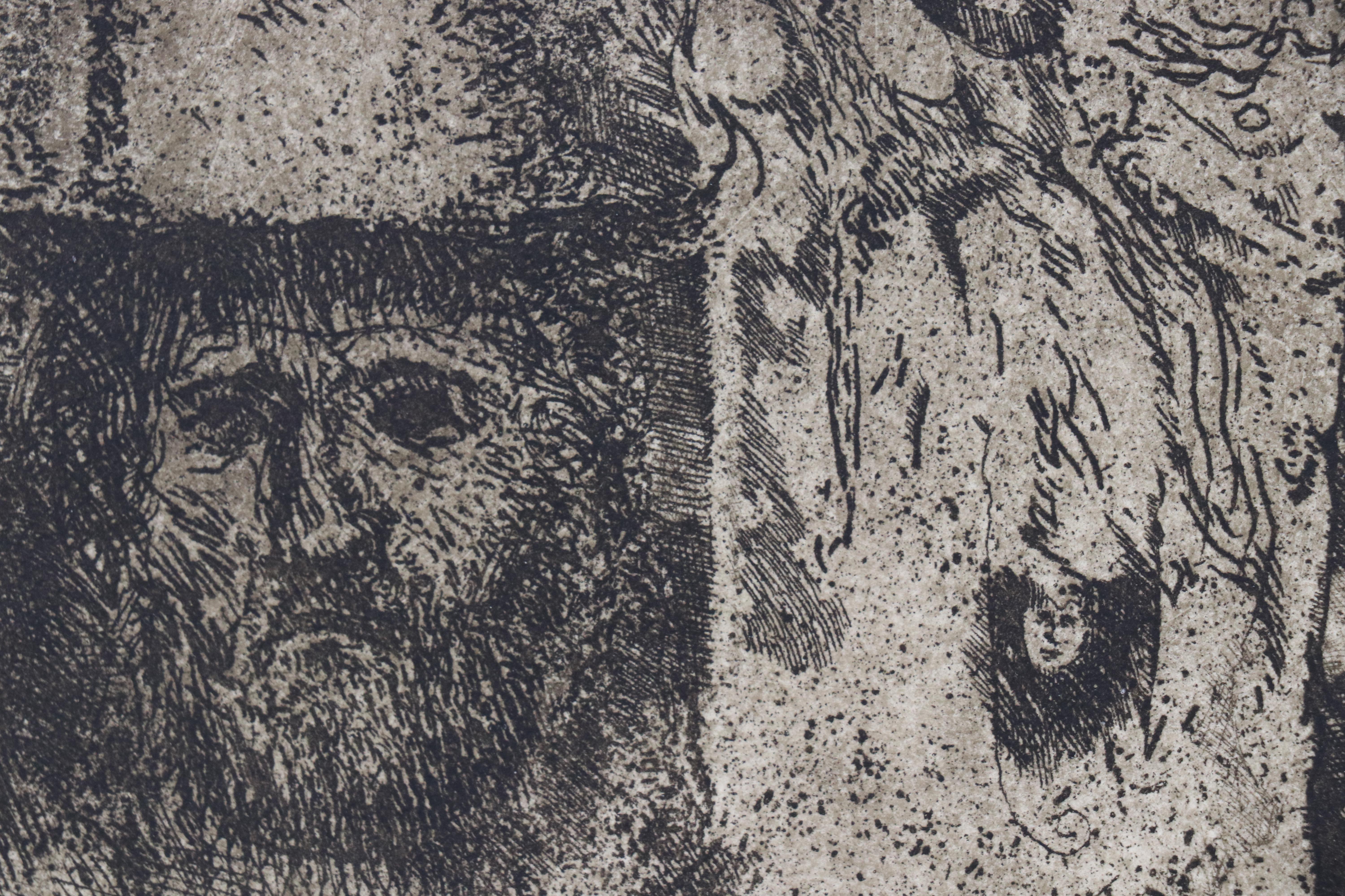 Leonard Maurer Modernist Etching "Improvisation," 1965