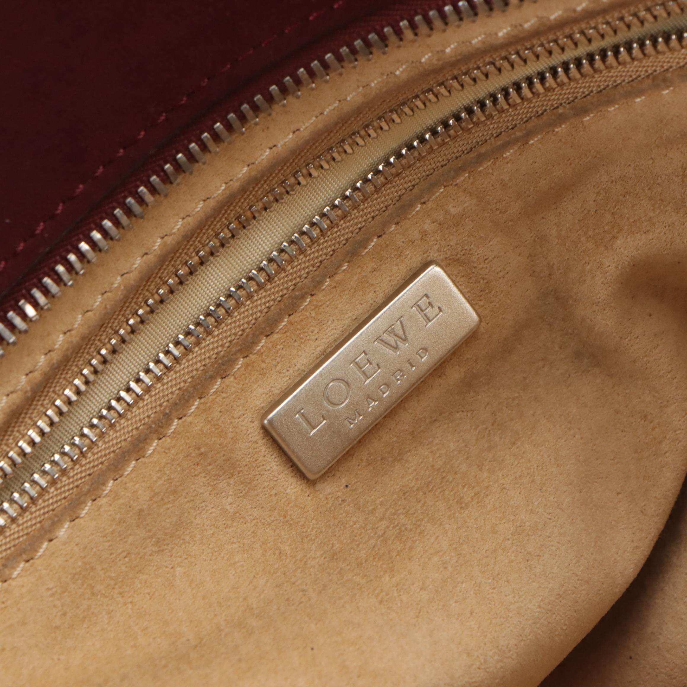 Loewe Amazona Handbag in Maroon Suede and Crocodile Leather Trim