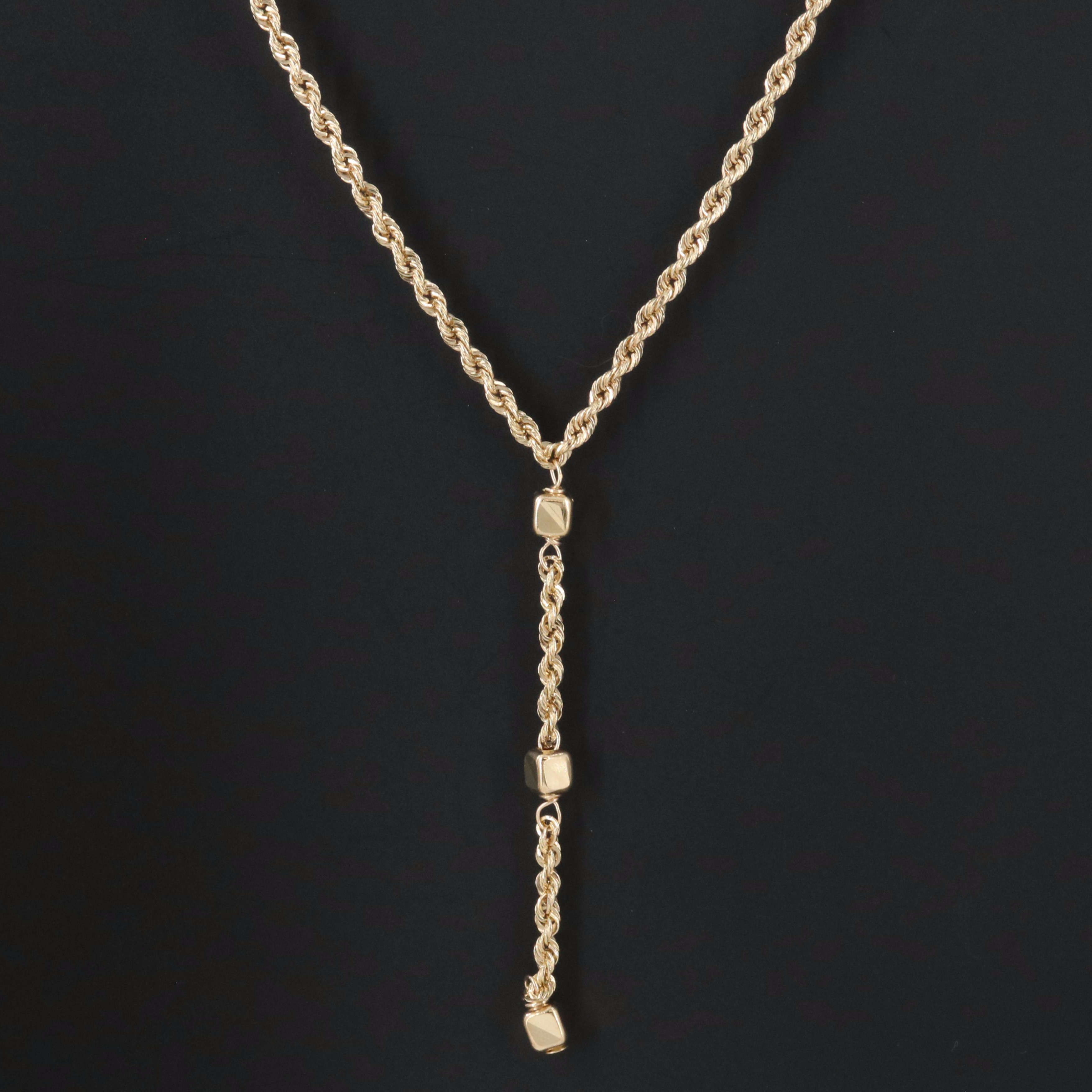 10K Rope Chain Y Necklace