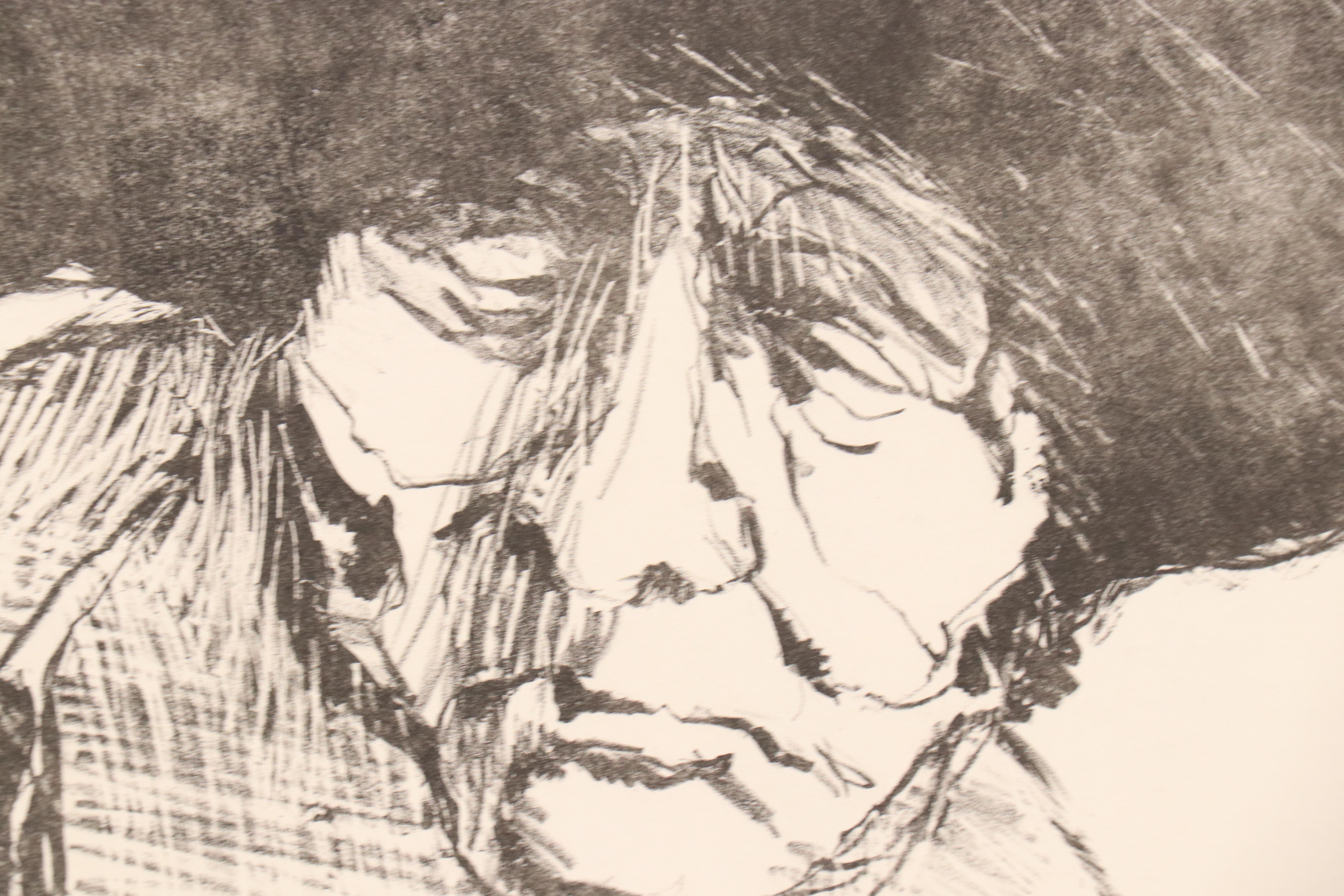 James Bruch Etching and Stone Lithographic Portraits of Men in Hats, 1960s