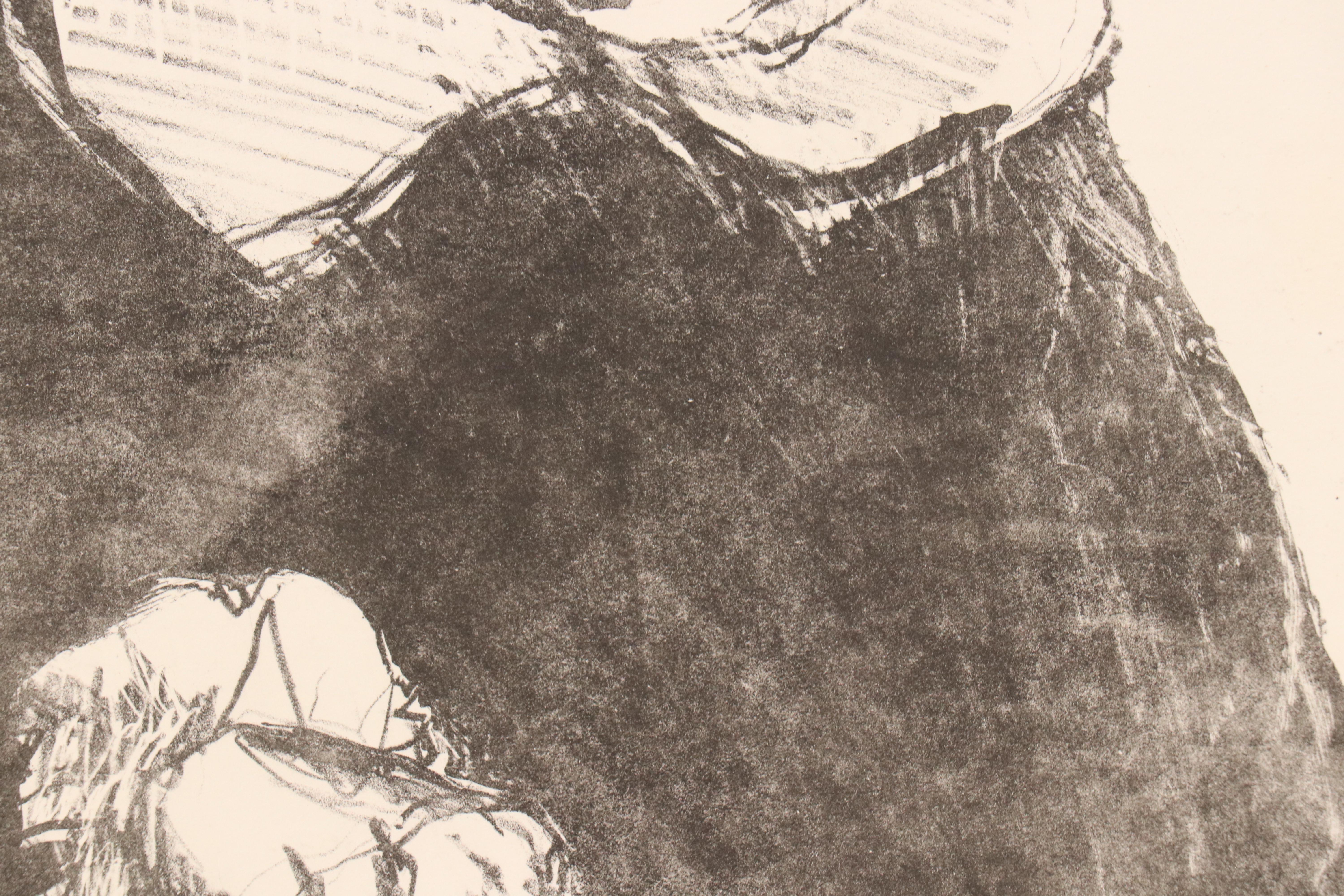 James Bruch Etching and Stone Lithographic Portraits of Men in Hats, 1960s