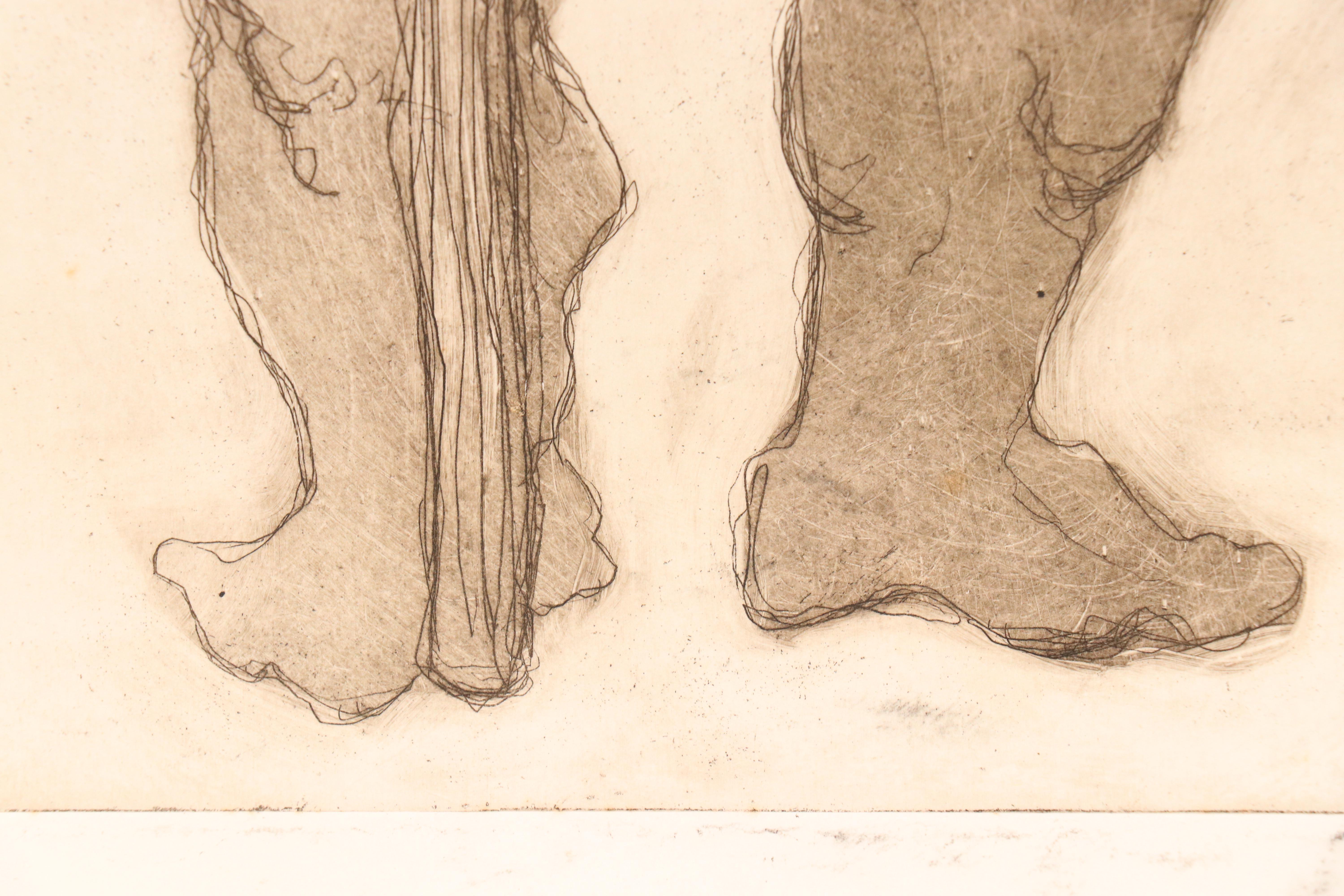 James Bruch Etching and Stone Lithographic Portraits of Men in Hats, 1960s