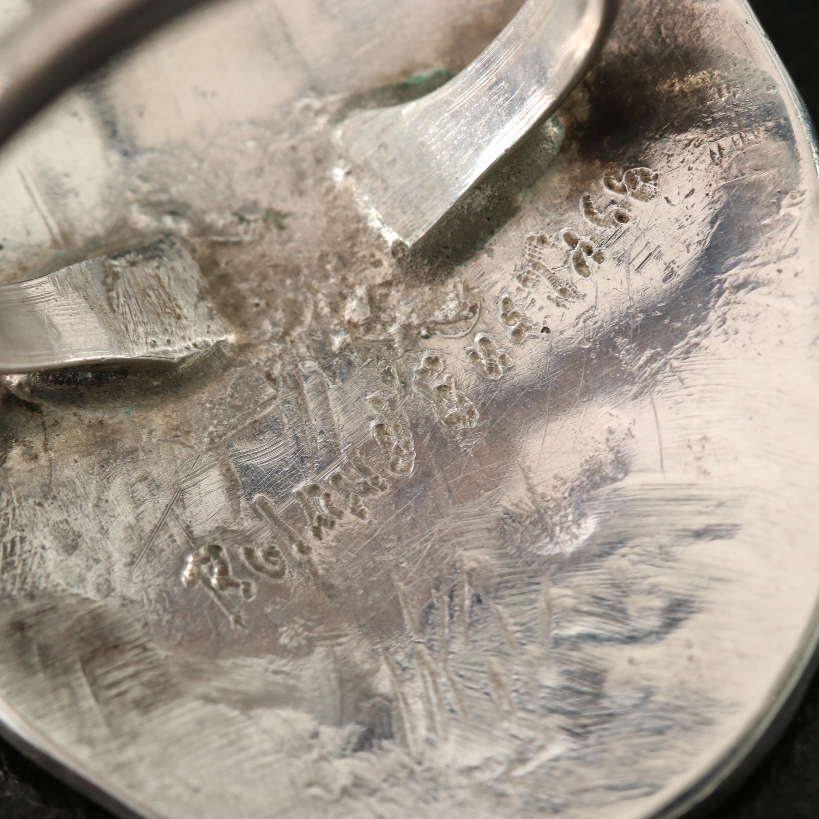 Roland Eustace Zuni Sterling Coral and Turquoise Gemstone Inlay Cardinal Ring